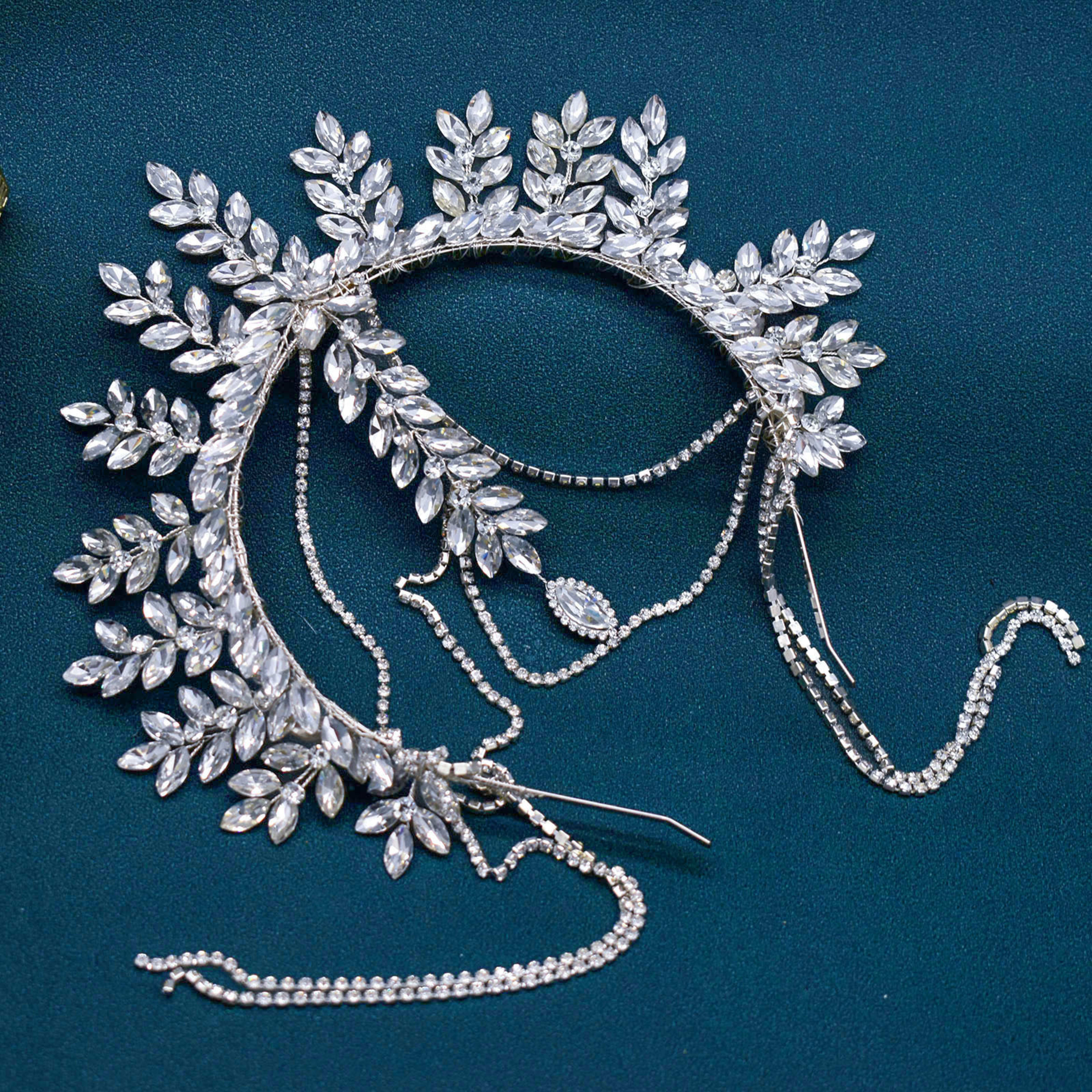 Bridal Rhinestone Wedding Gown Accessories Creative Hair-clipping Tassel Headband 4