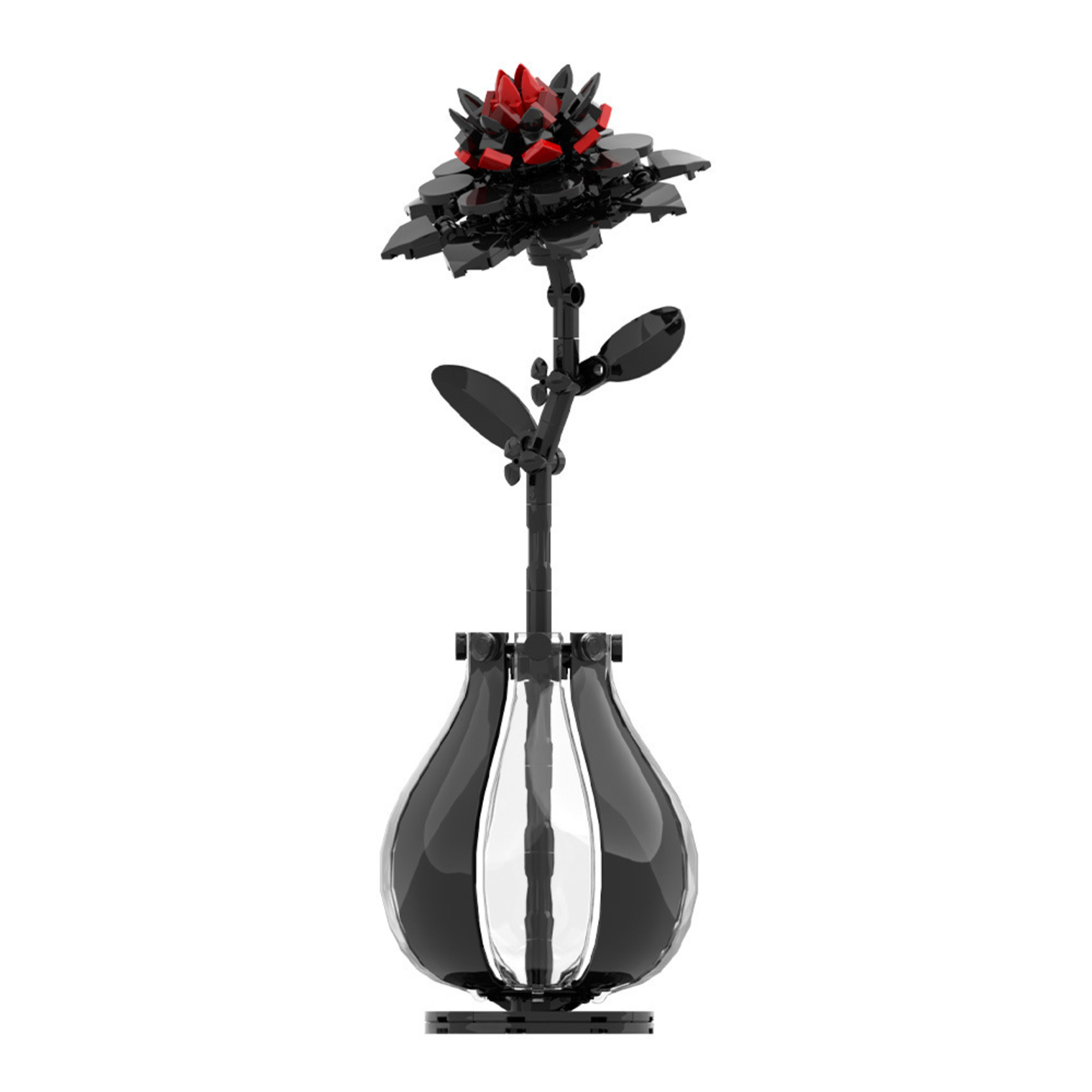 Red Dahlia Building Block Toy Creative Flower Table Decoration 4