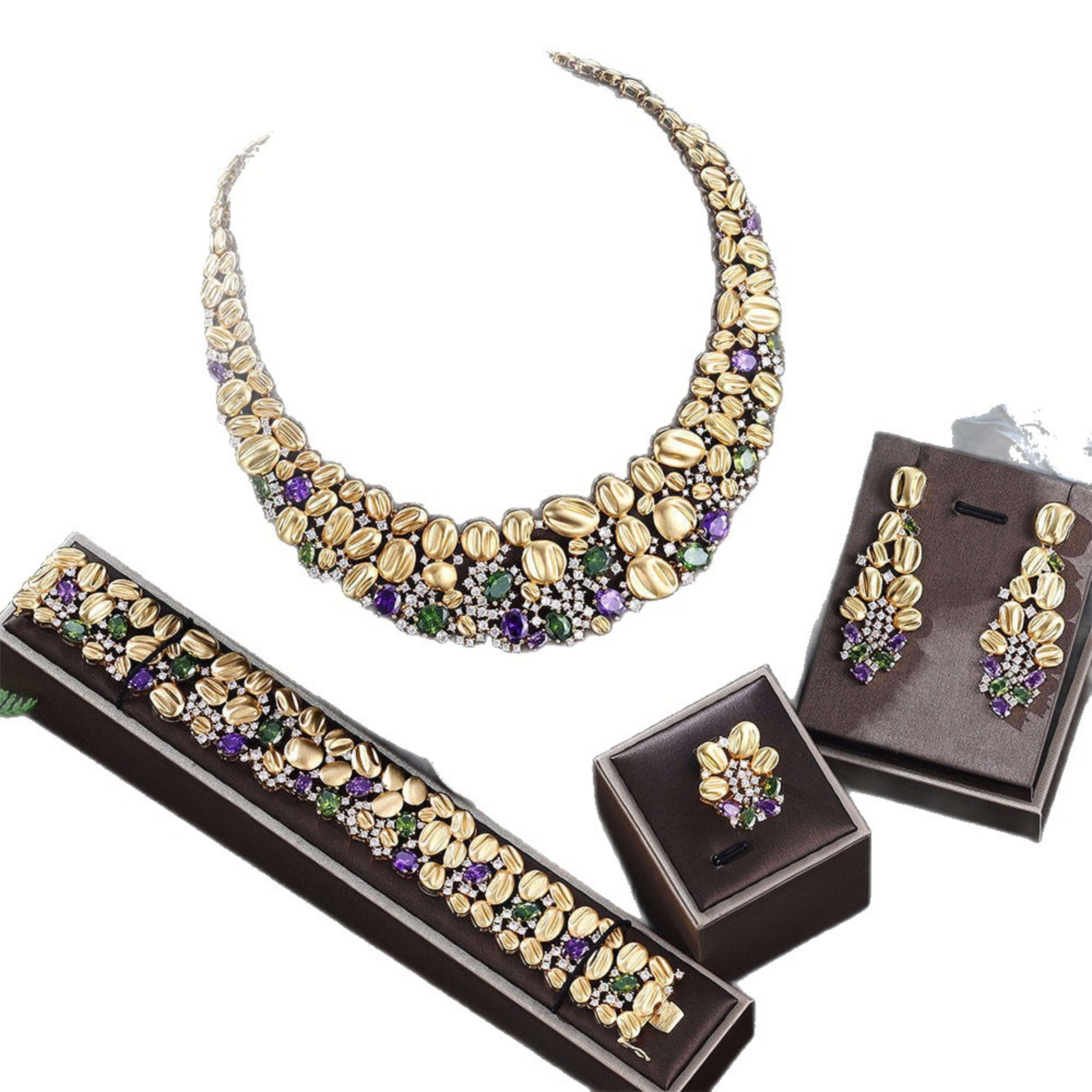 Exaggerated Necklace And Earring Wedding Set, Luxurious And Fashionable 6