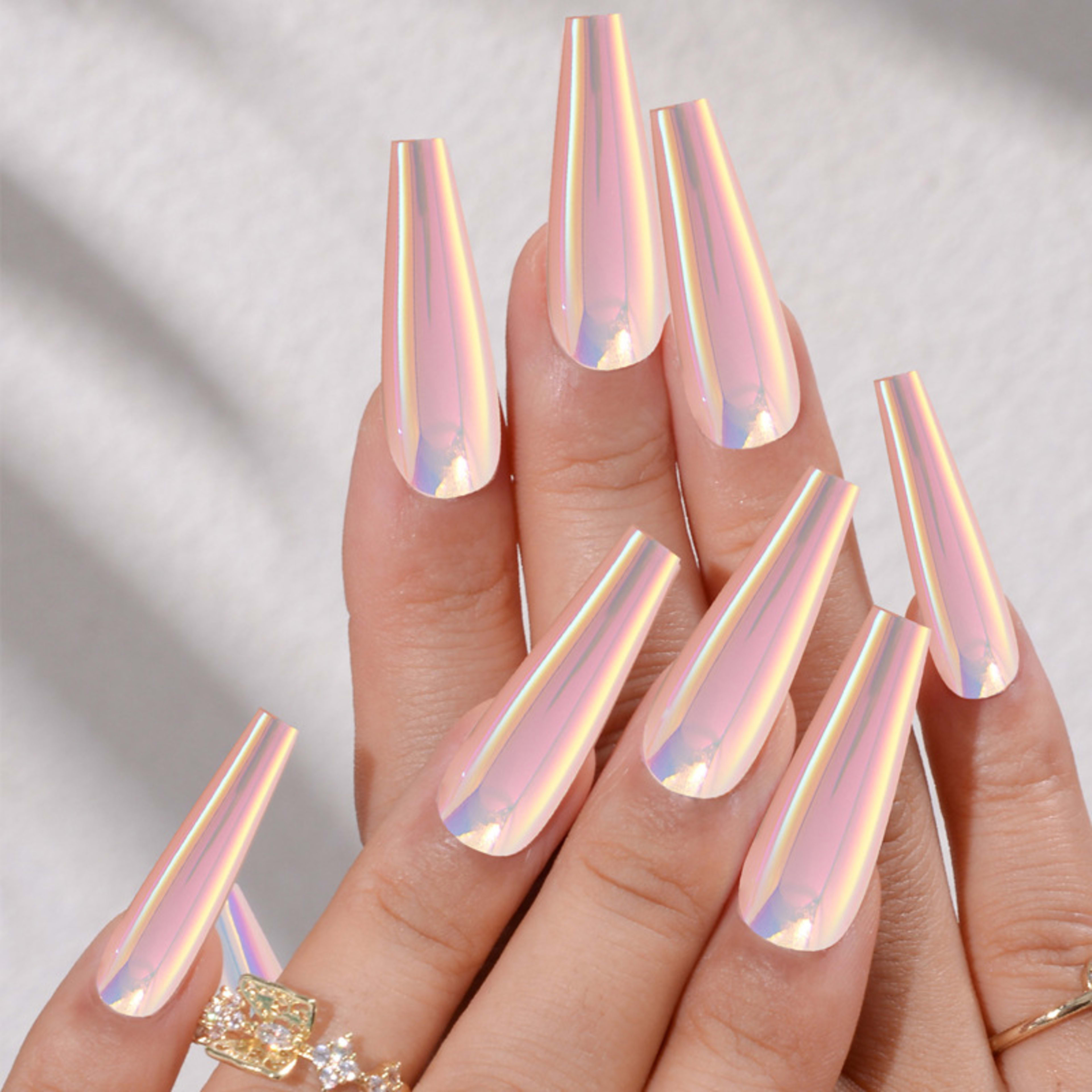 Nail Art Aurora Finished Long Stickers Laser Nail Tips 5