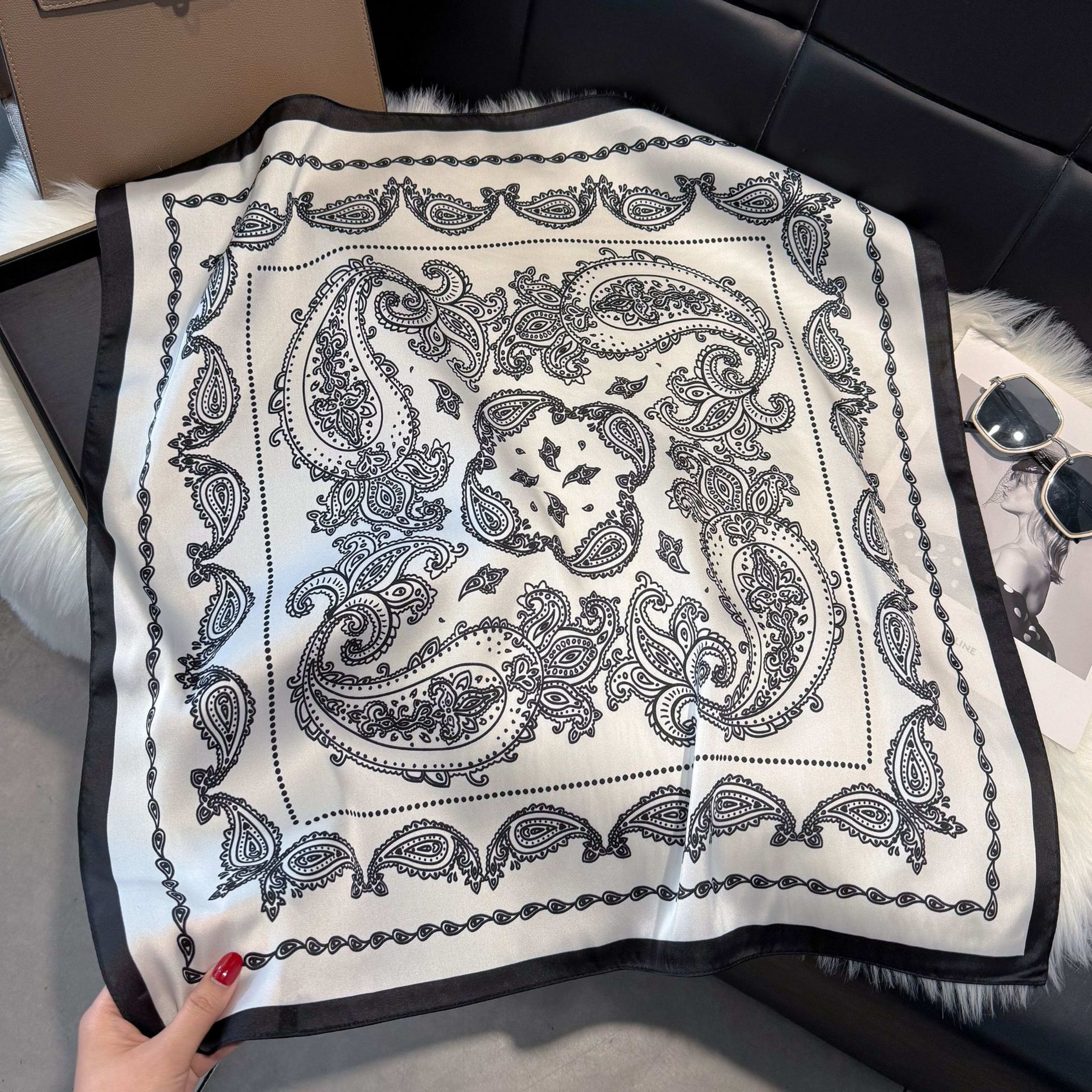 European And American-style ScarfSquare Kerchief Imitation Silk Vintage Cashew Pattern 2