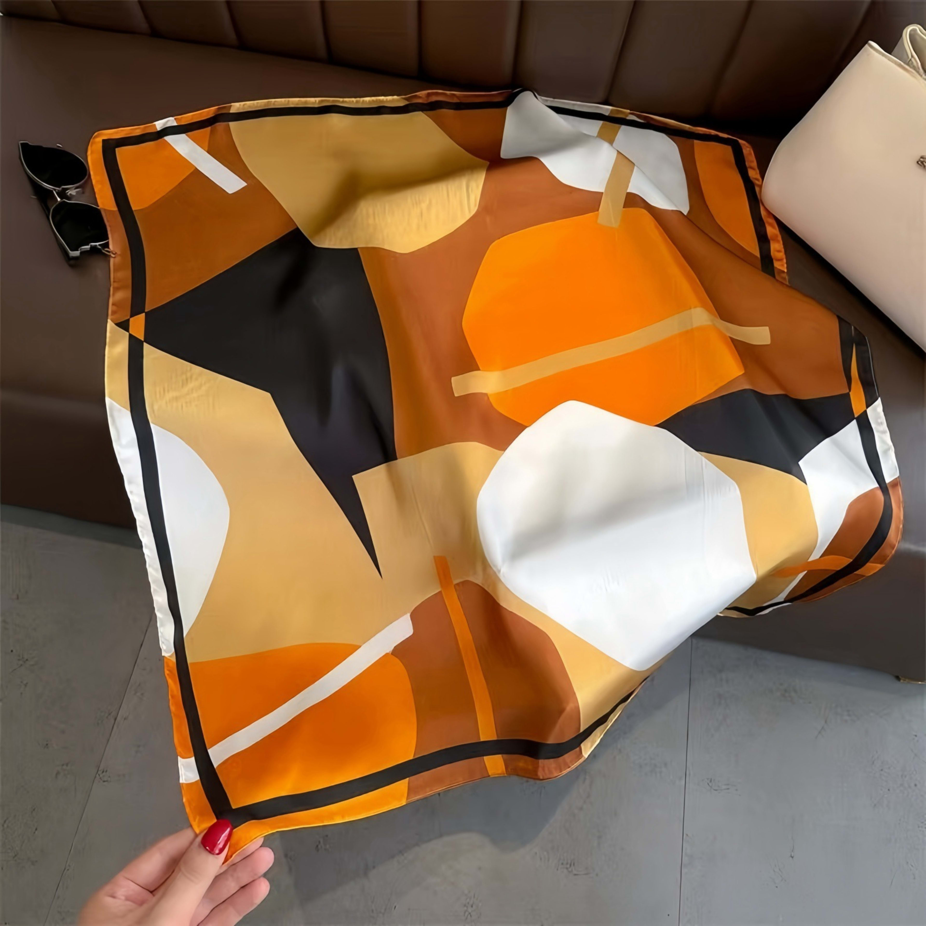 Small Scarf Vintage Printed Silk Scarf For Women 95