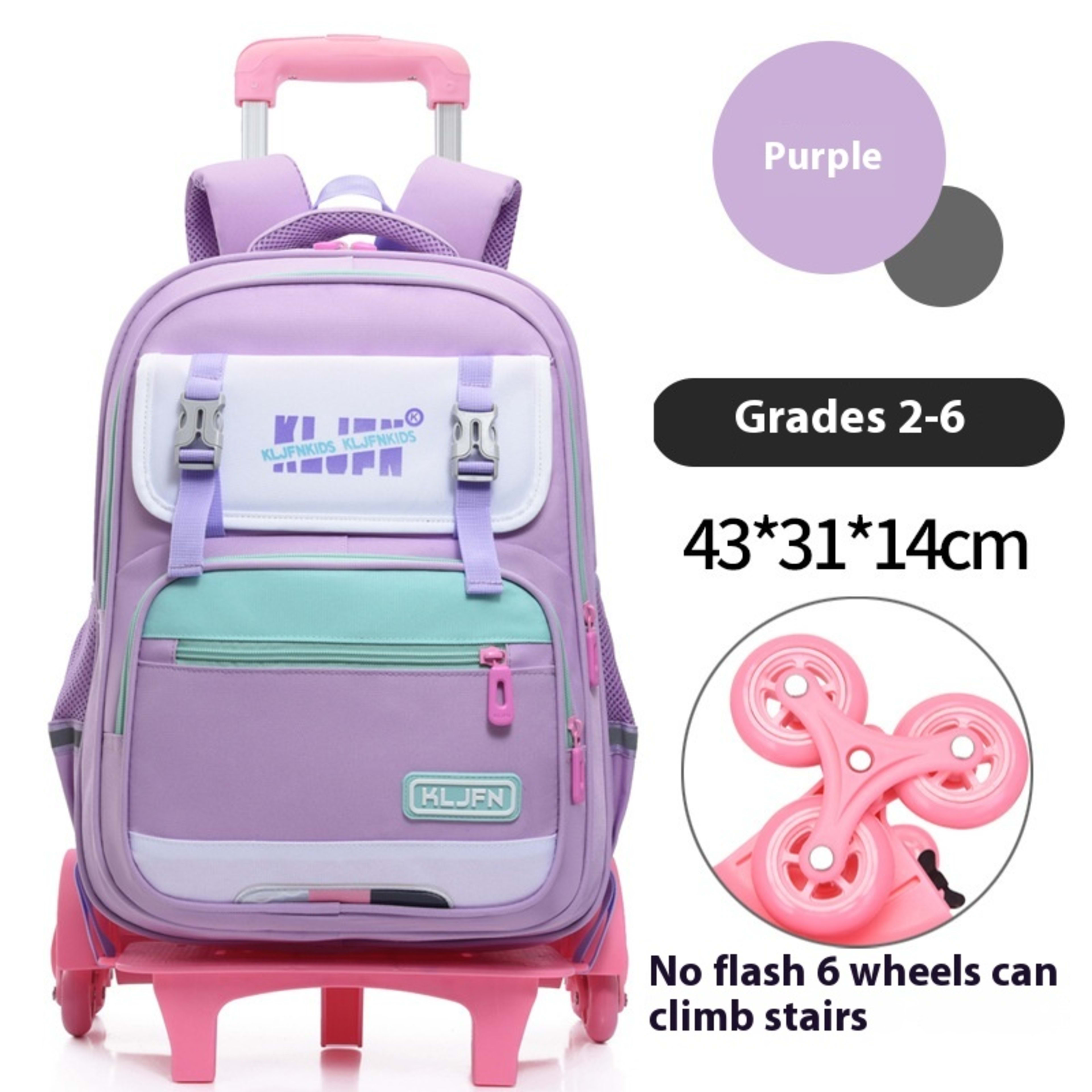 Children's Trolley Lightweight Shoulder Pad Wear-resistant Large Capacity Spine Protection Backpack Waterproof 29