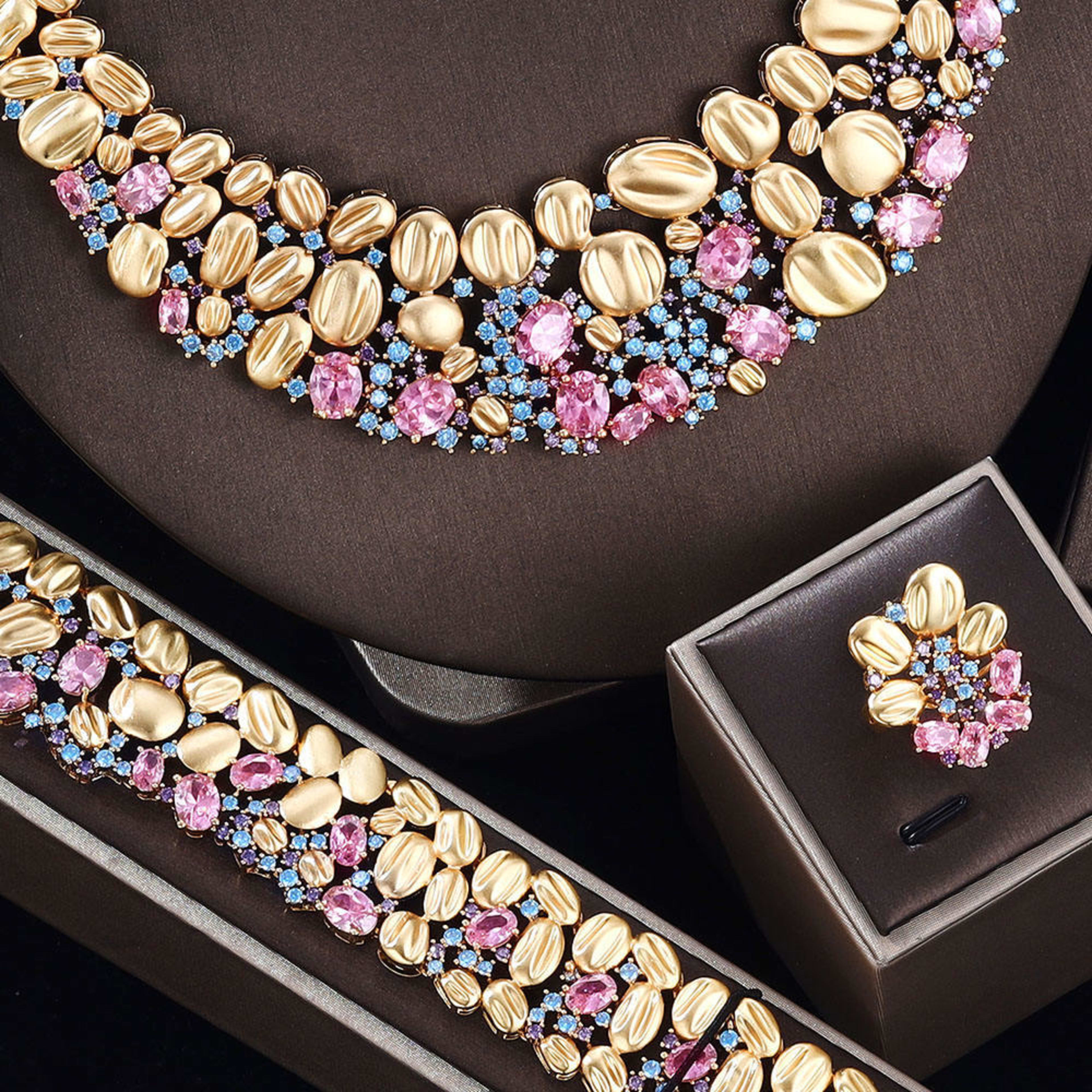Exaggerated Necklace And Earring Wedding Set, Luxurious And Fashionable 5