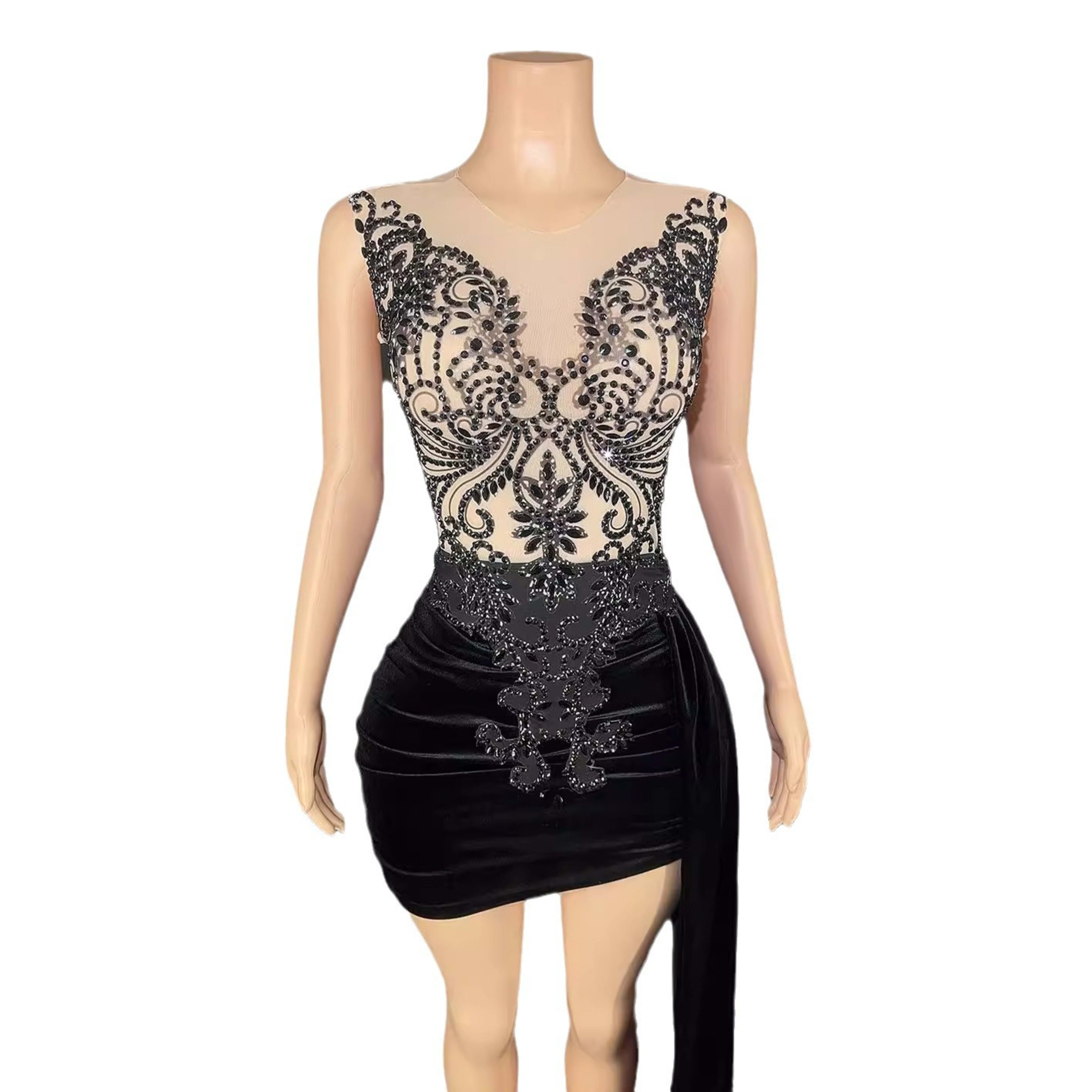 Summer Luxury Evening Dress Female Singer Stage Costume Senior Dress Side Trailing Skirt 2