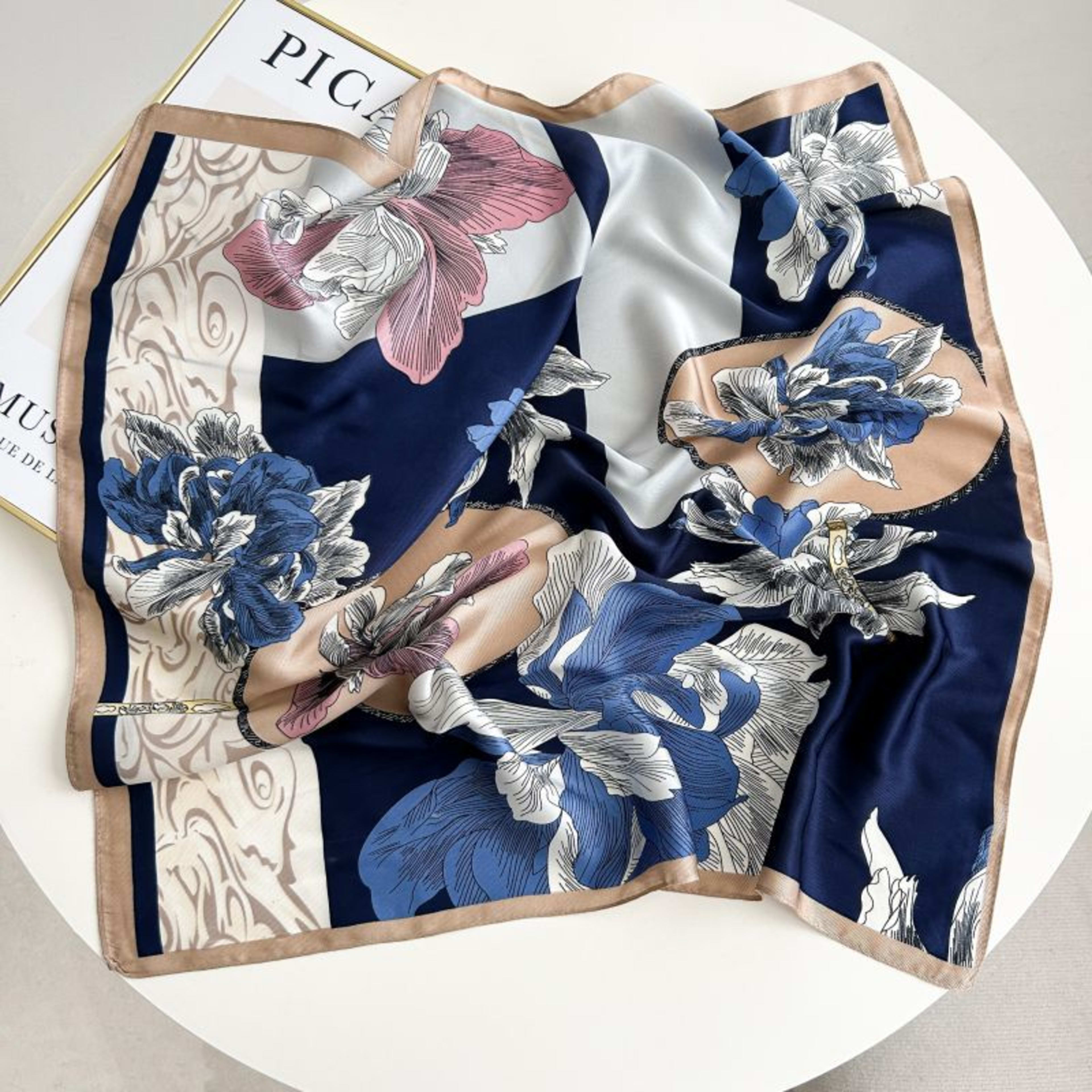 New High-end Twill Silk-look Square Scarf 96