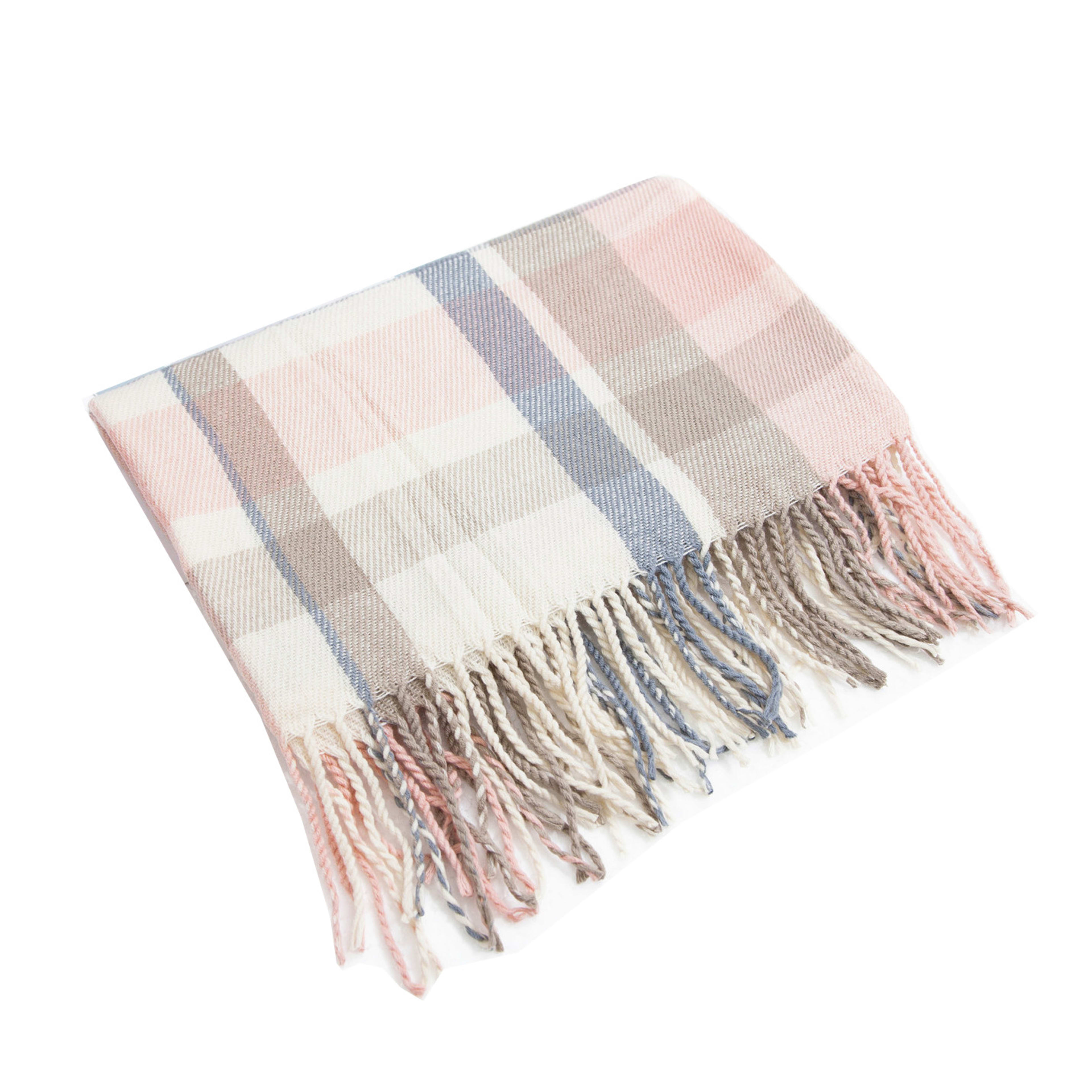 British-style Mens And Womens Couple Tassel Scarf With Large Plaid Pattern 18