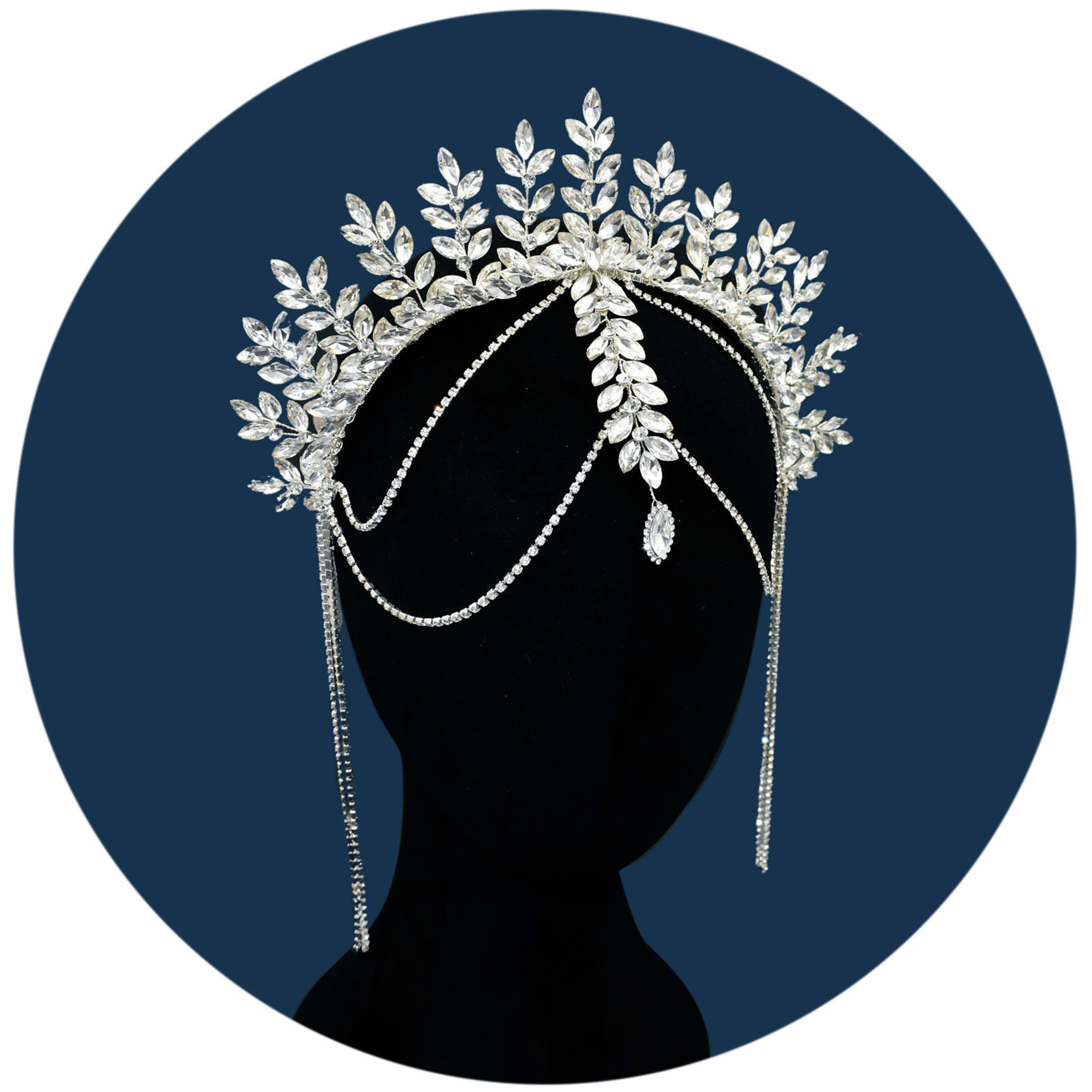Bridal Rhinestone Wedding Gown Accessories Creative Hair-clipping Tassel Headband 3