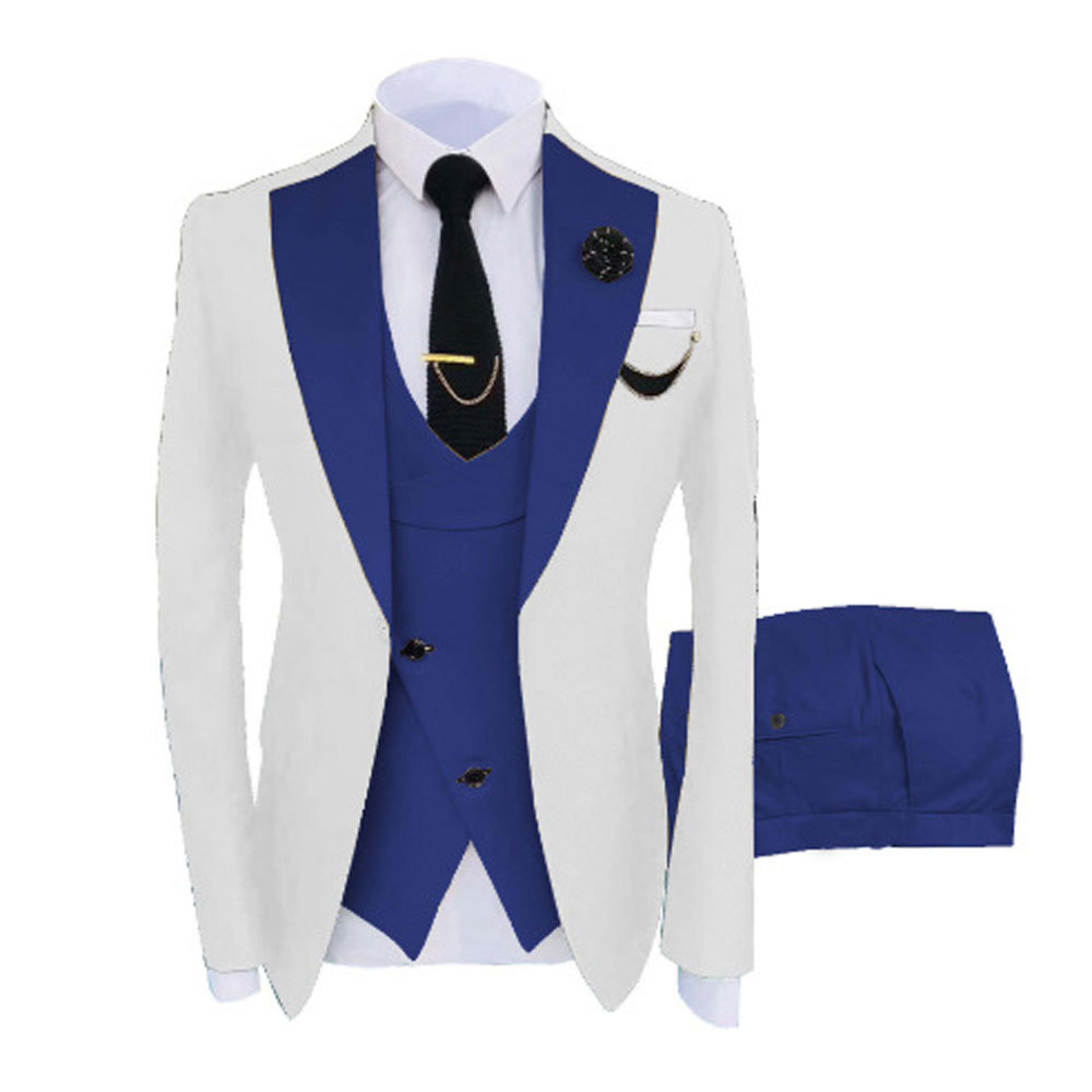 Mens Three-piece Mixed-color Suit 4
