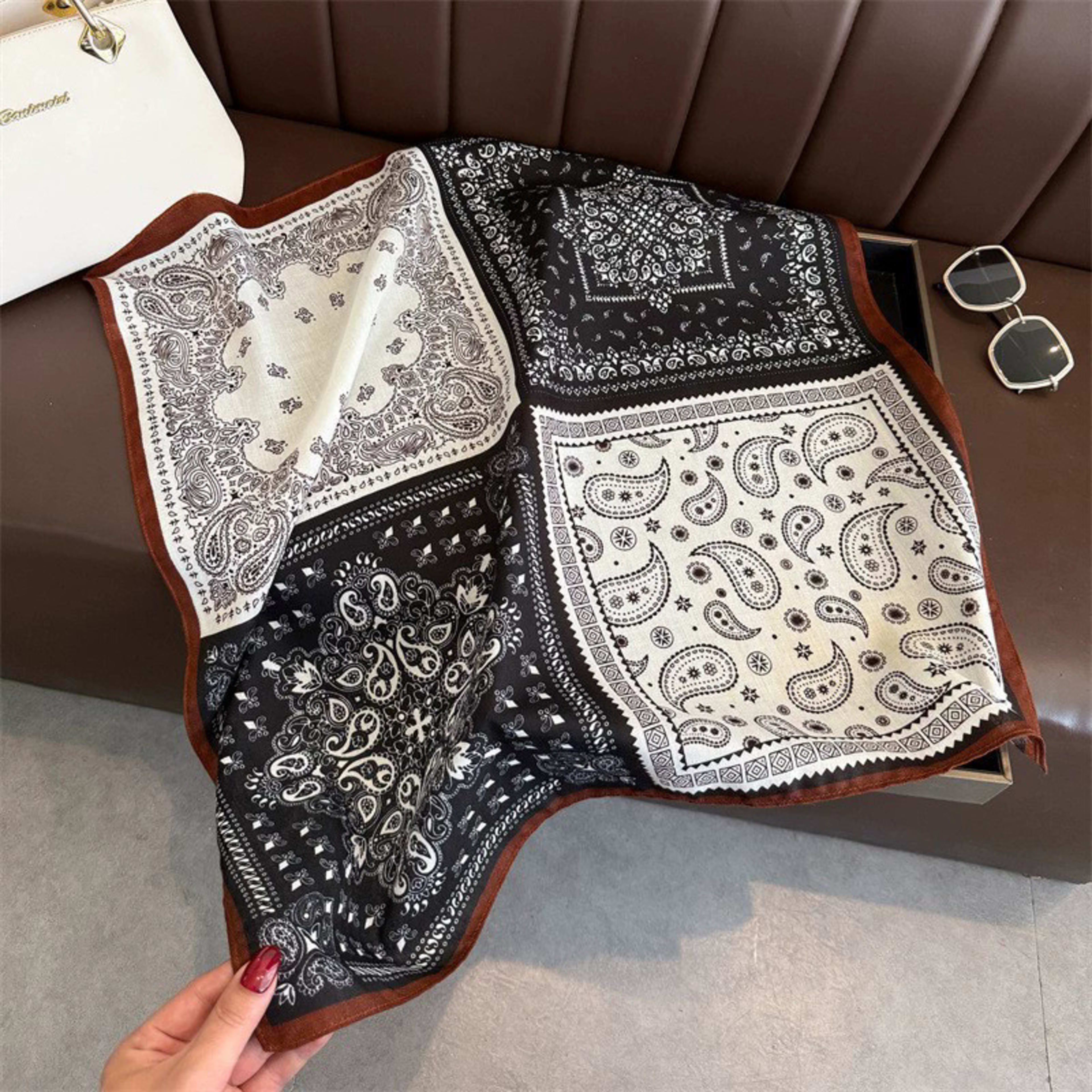 Small Scarf Vintage Printed Silk Scarf For Women 25