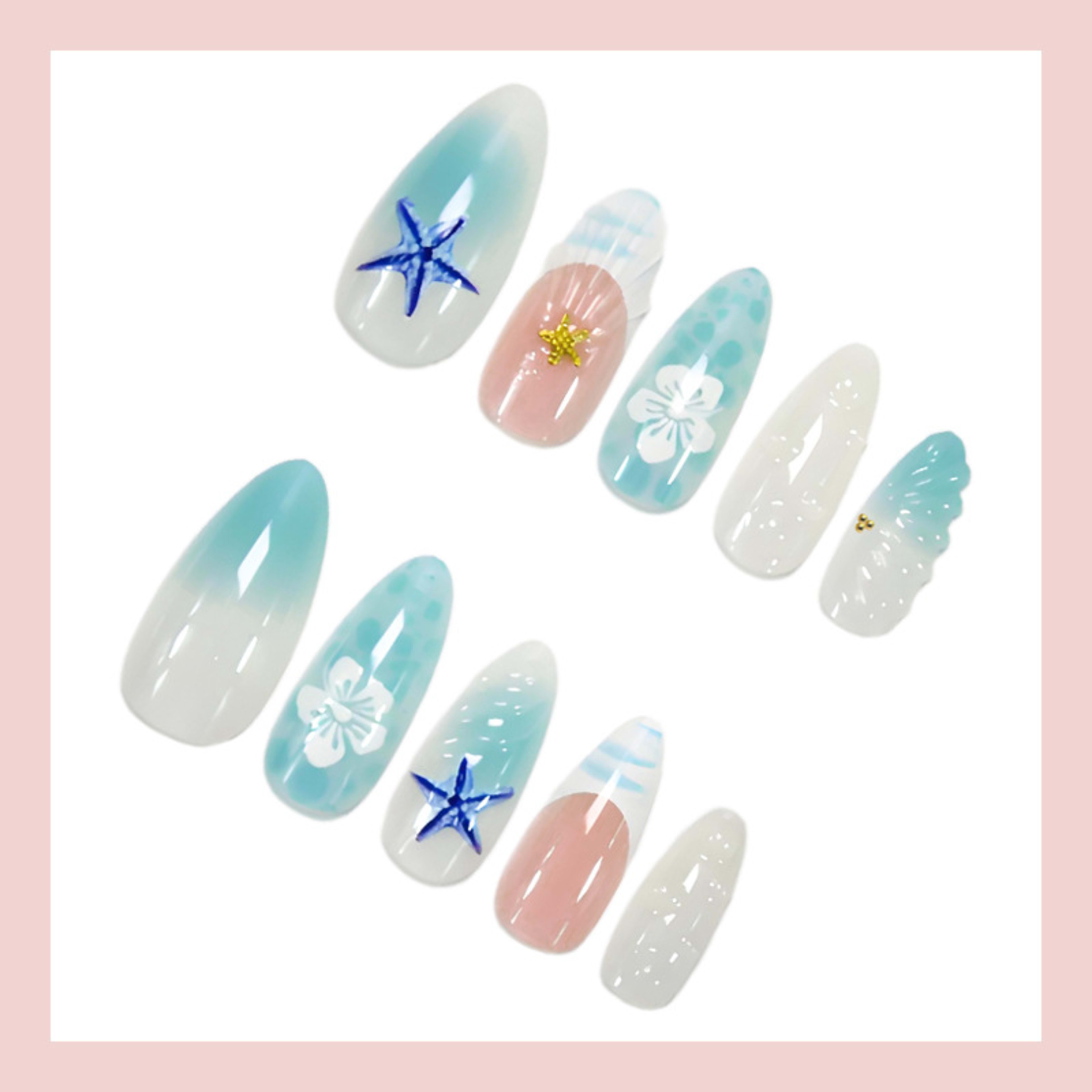 Blue Starfish Wearable Nails 3D Stickers For Manicures 7