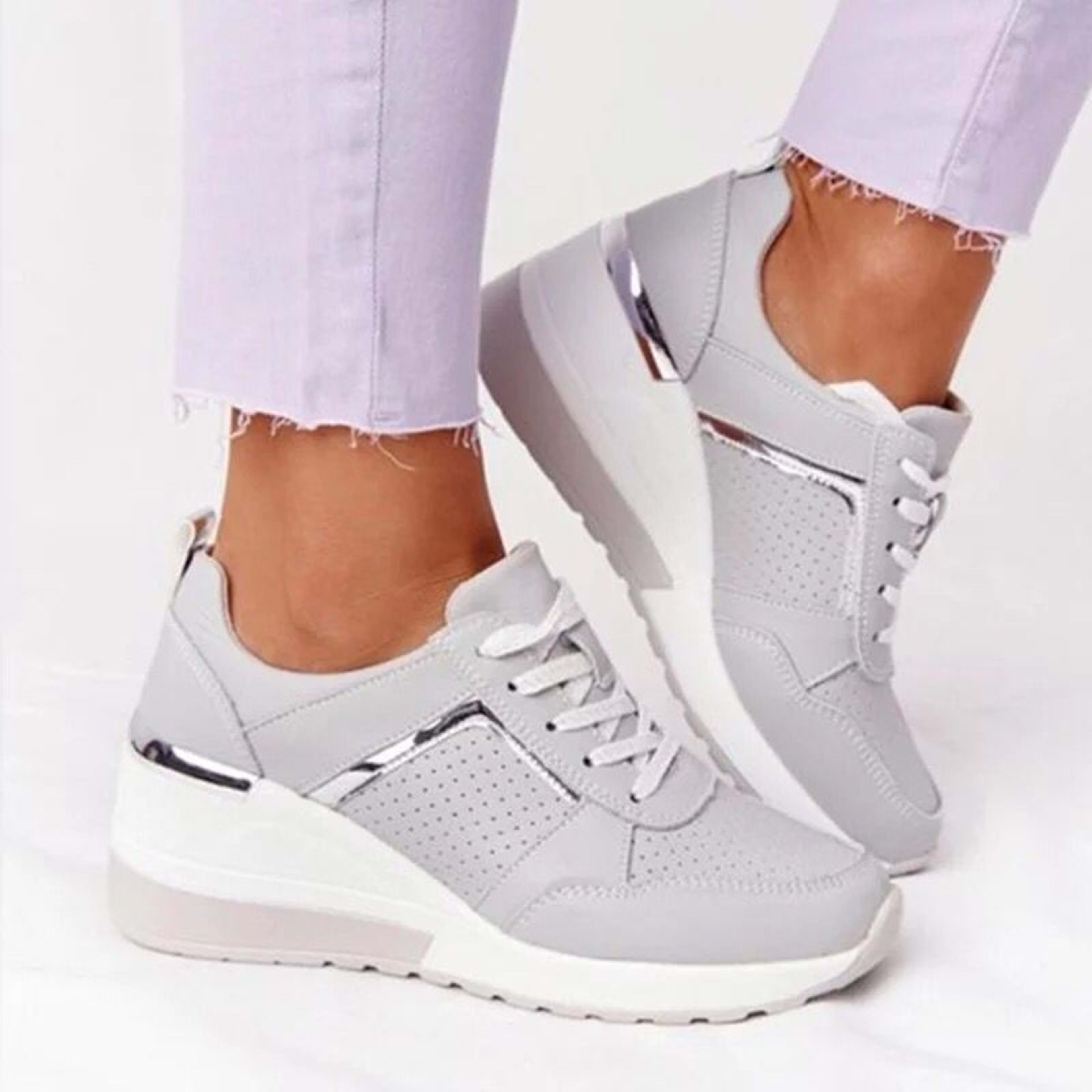 Plus Size Casual Platform Dad Shoes Lace-up Wedge Sports Women 7