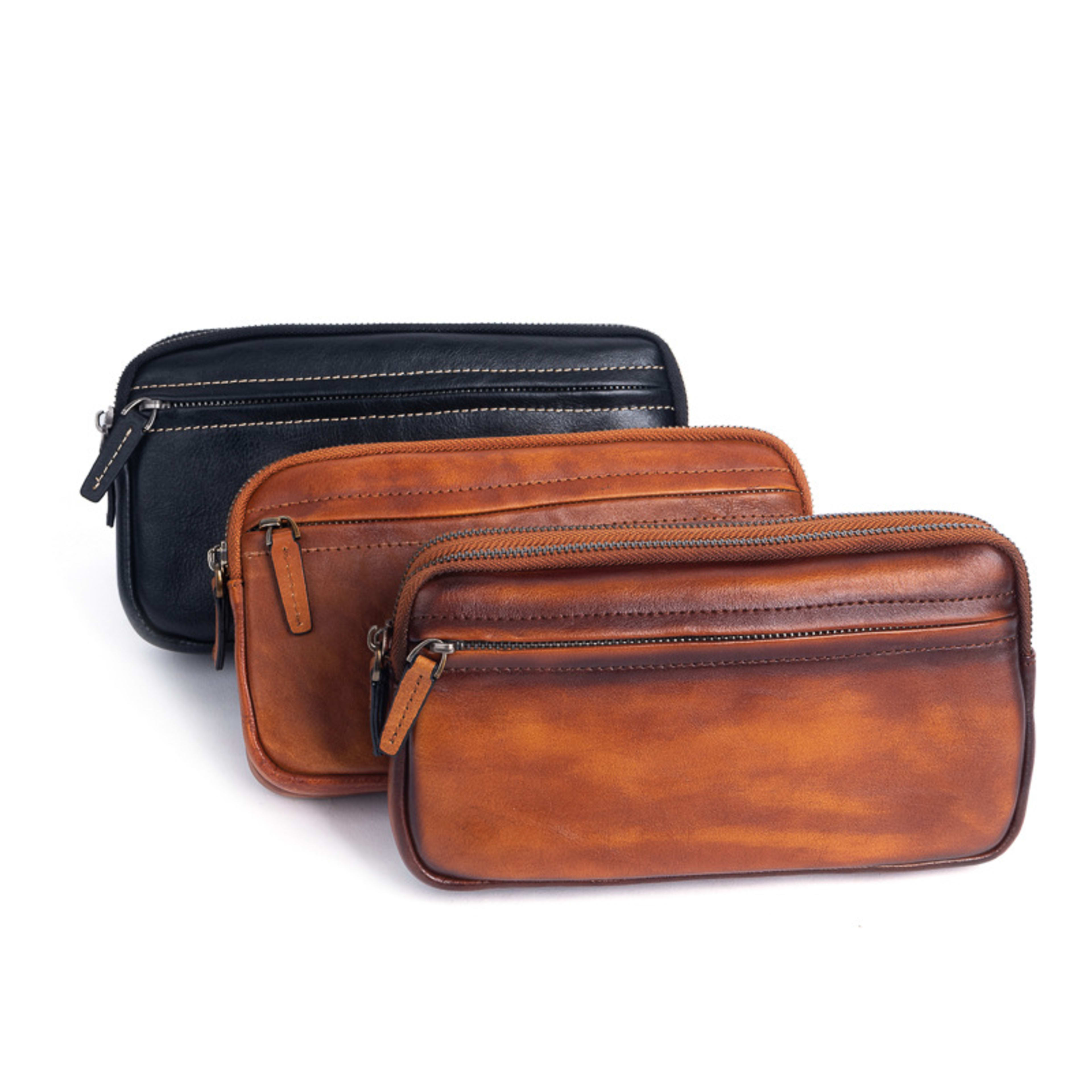 Vertical Model In Square Shape First Layer Cowhide Casual Clutch Men 6