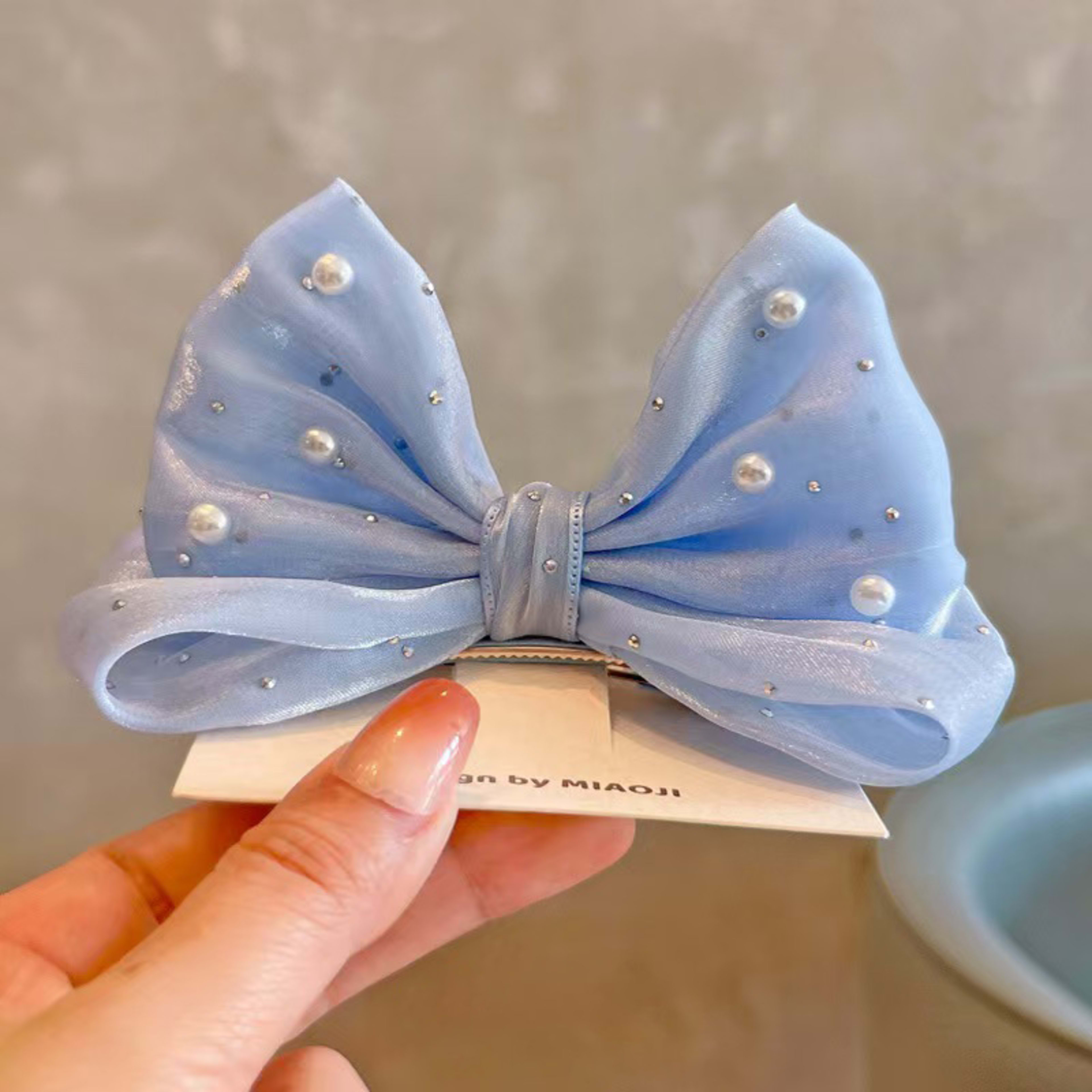 SpringSummer Kids Hair Clip With Three-Dimensional Pearl Big Bow 5