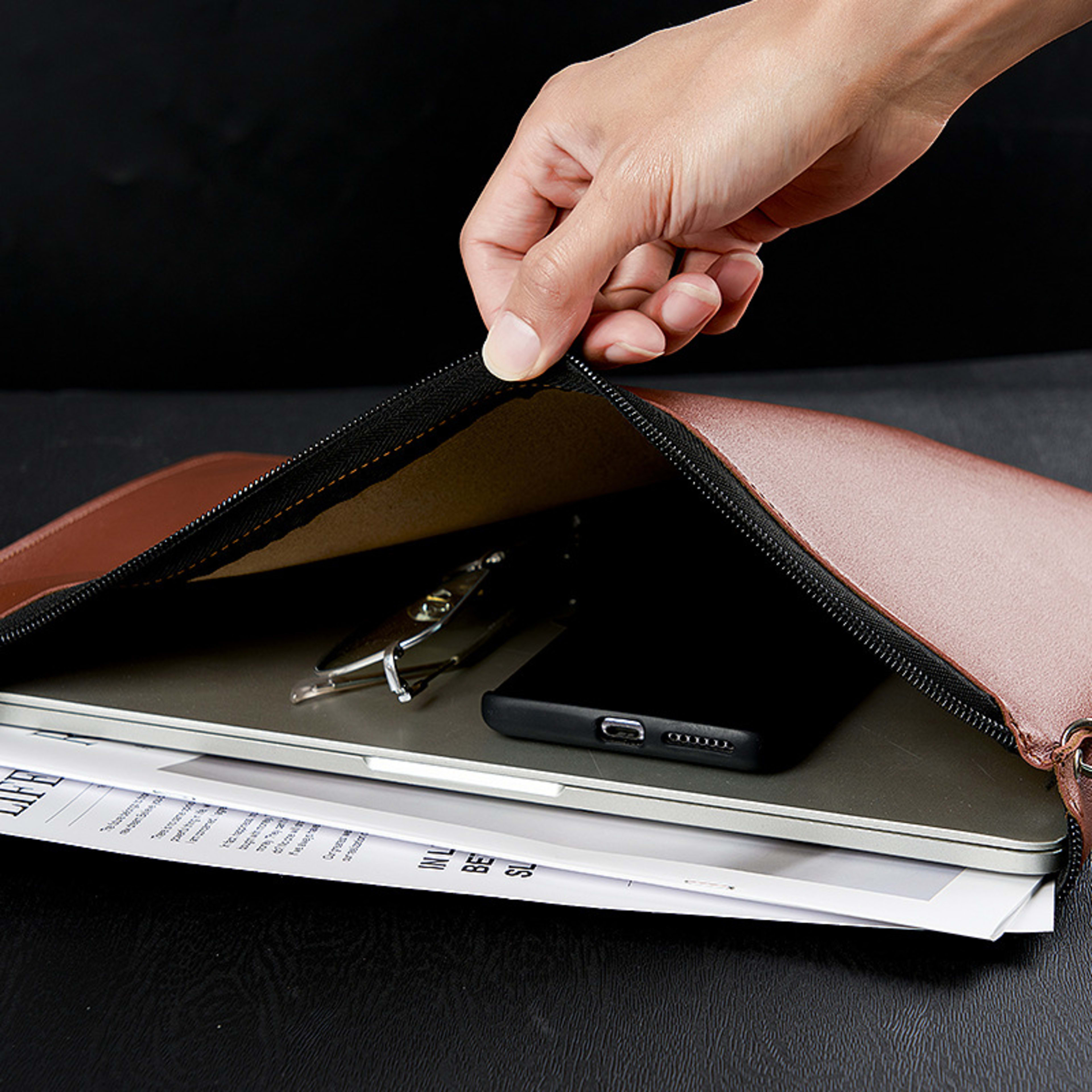 Sleek, High-capacity, Waterproof Leather Organizer For Contracts And Documents 6