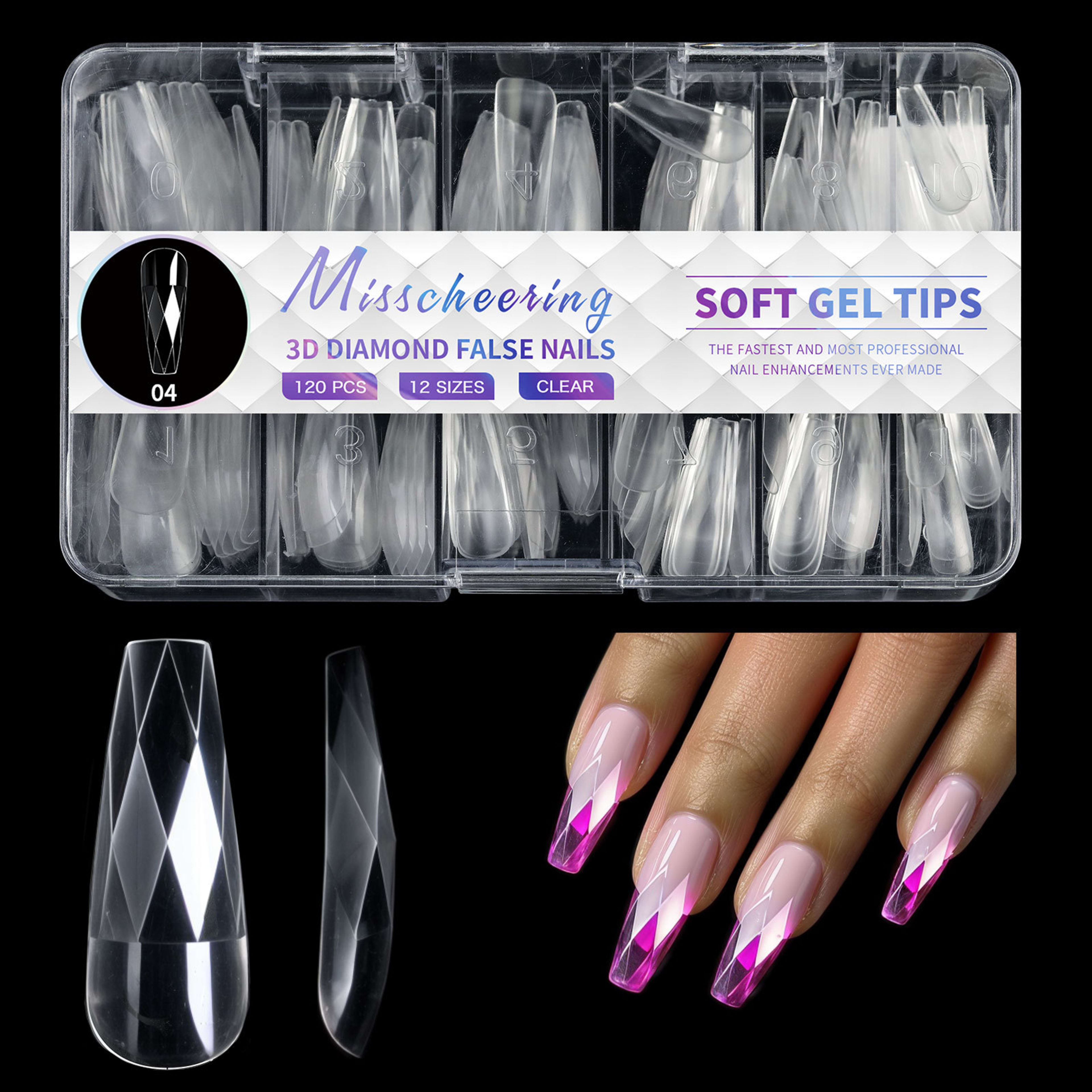 3D Diamond Wear Long Shaping Nail Tip 11