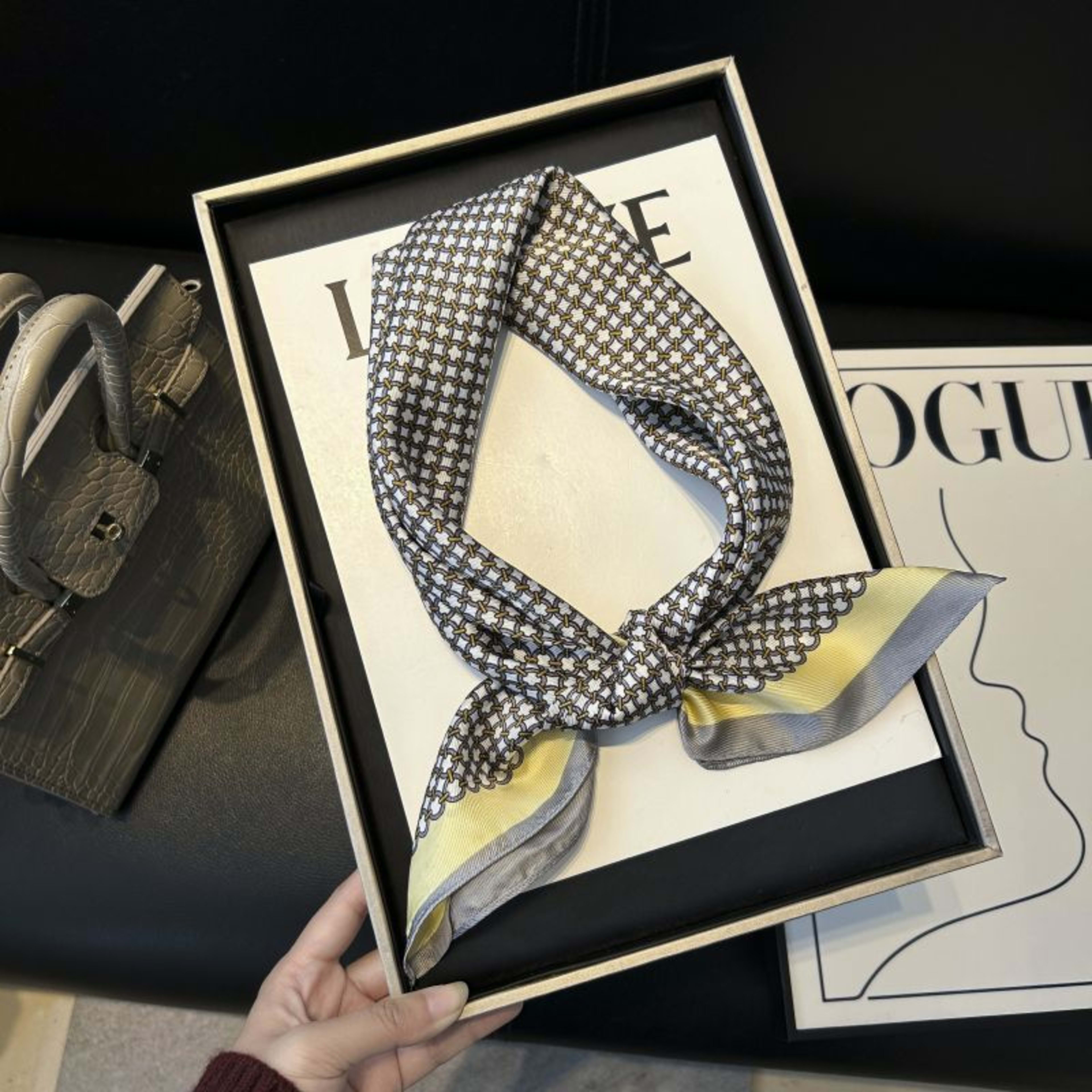 New High-end Twill Silk-look Square Scarf 29