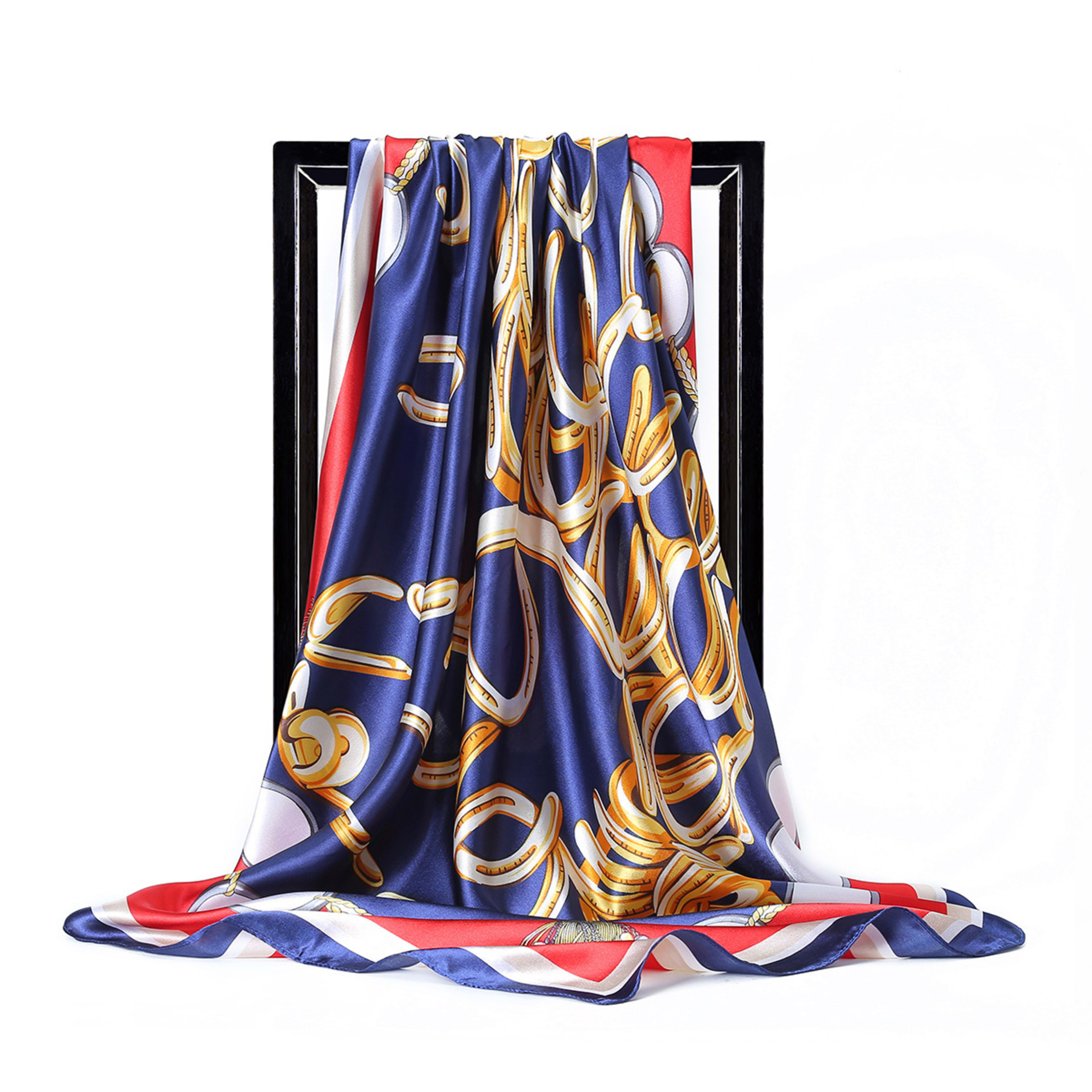 Retro Printed Silk Scarf Womens All-Match Shawl Headscarf 17