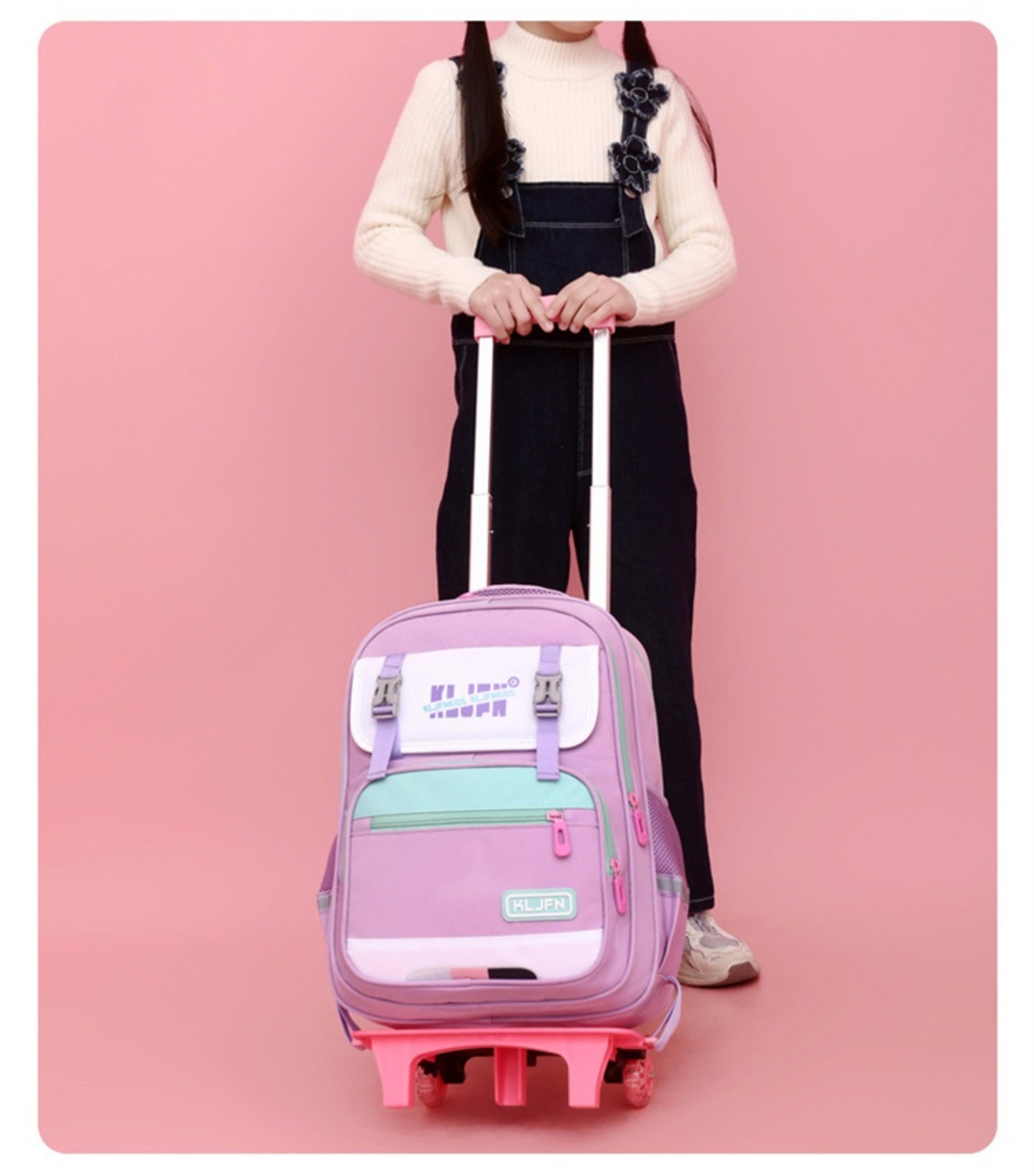 Children's Trolley Lightweight Shoulder Pad Wear-resistant Large Capacity Spine Protection Backpack Waterproof 41