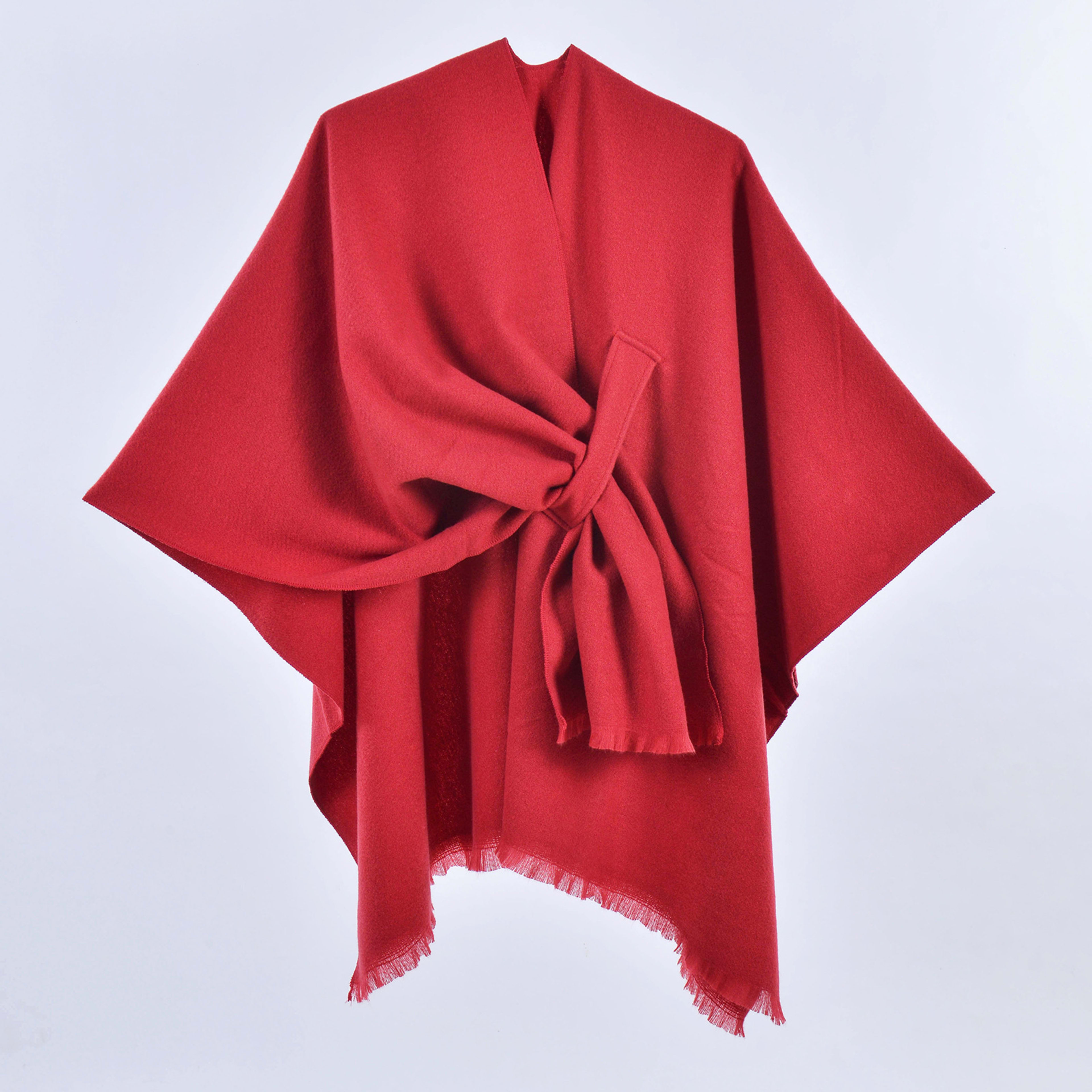 Warm Cloak Simple Double-sided Solid-color Split Design Faux Cashmere Outer Shawlwholesale On Amazon 6