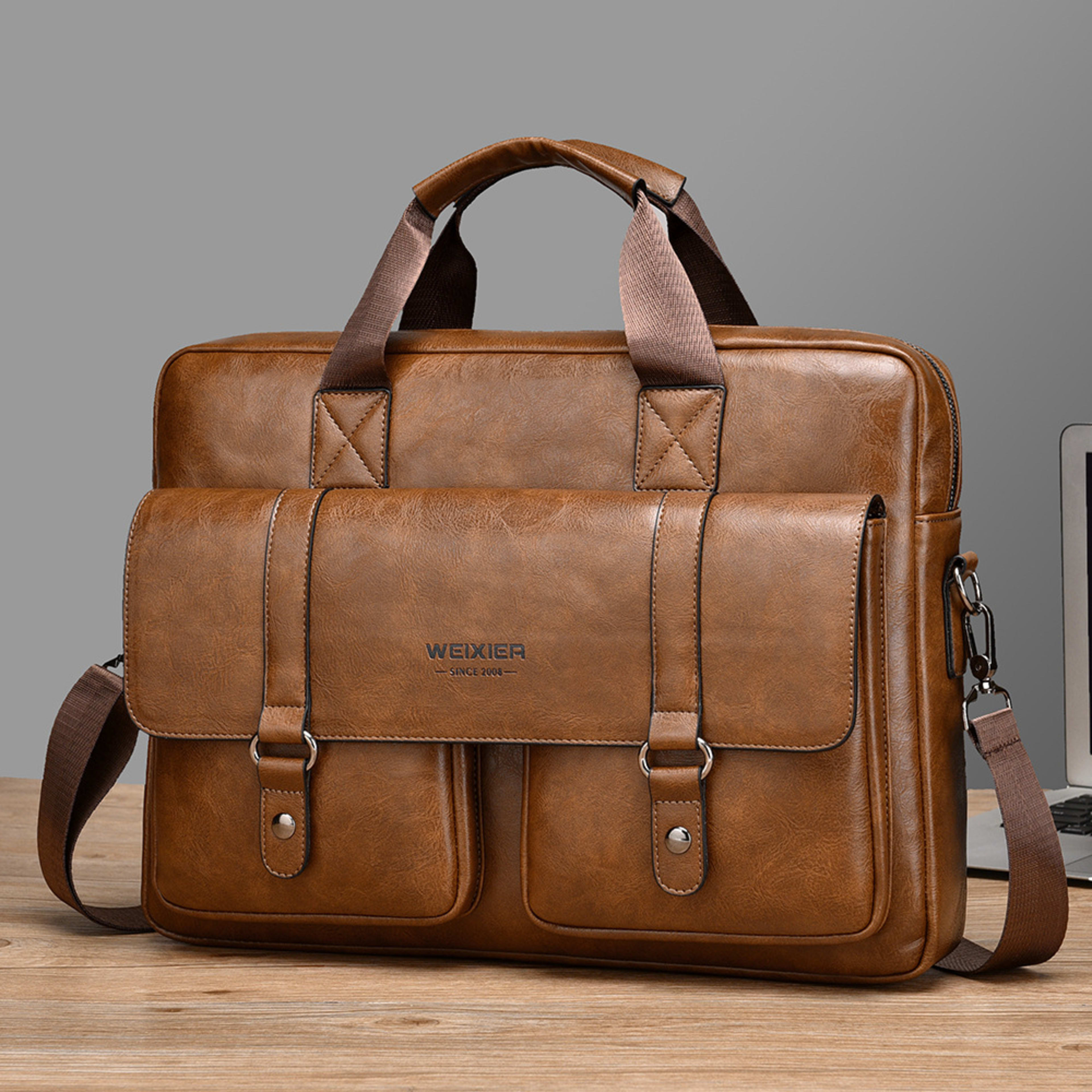 Mens Business Large-Capacity ShoulderCrossbody Simple Briefcase 7