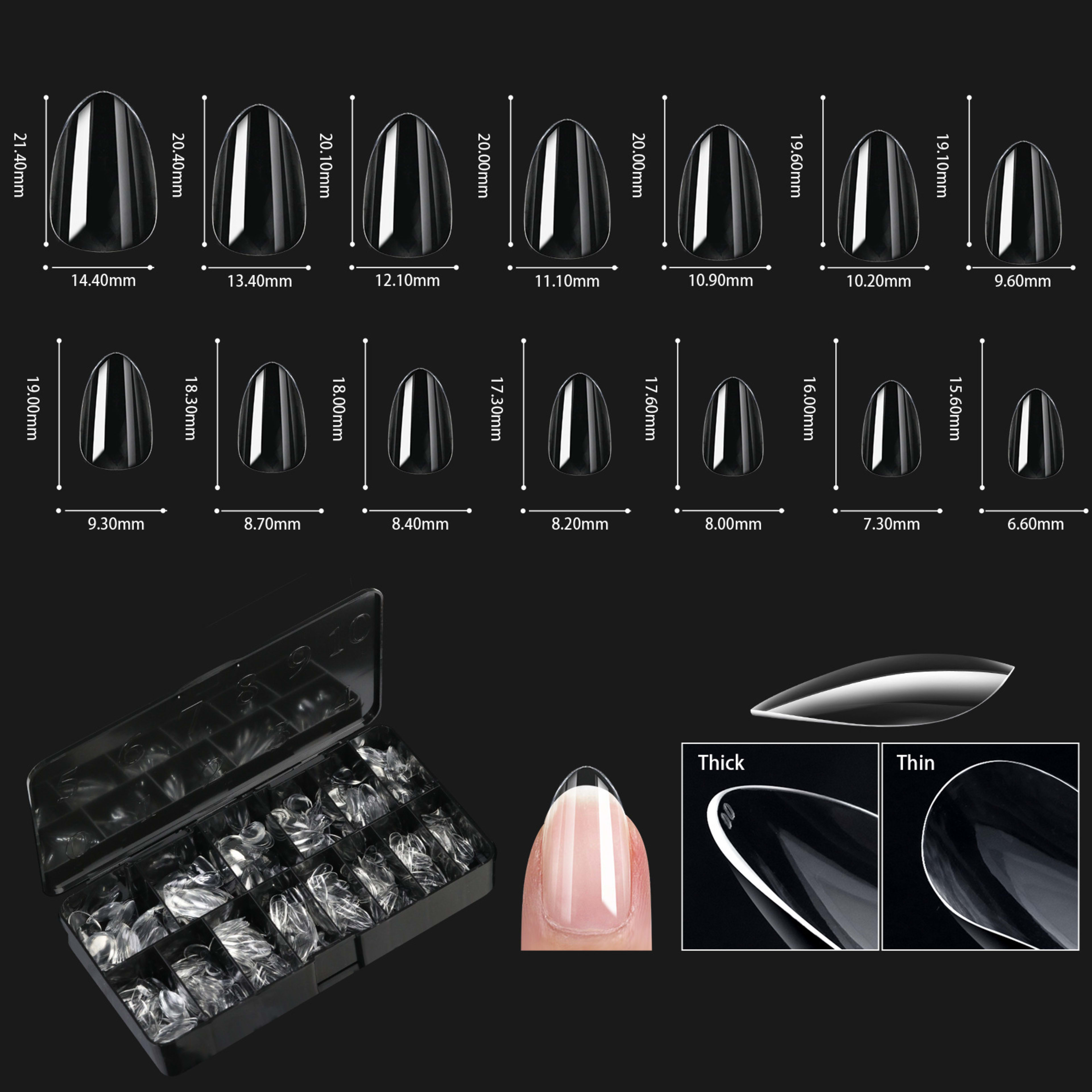 Nail Transparent Nail Tips Nail Shapes For Manicure Seamless False Nails Boxed Set 19