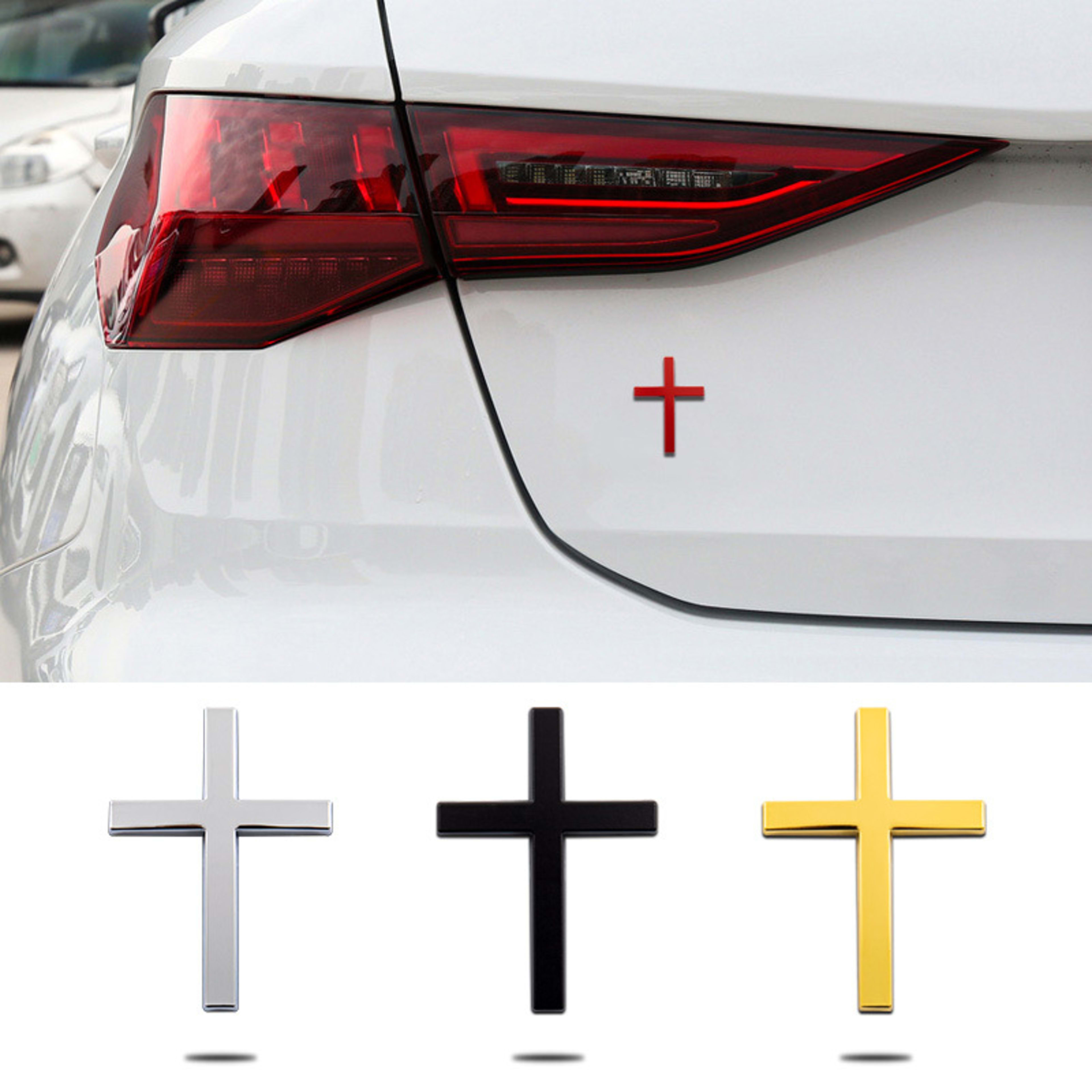 Car Metal Sticker 3D Cross Bumper Stickers 8