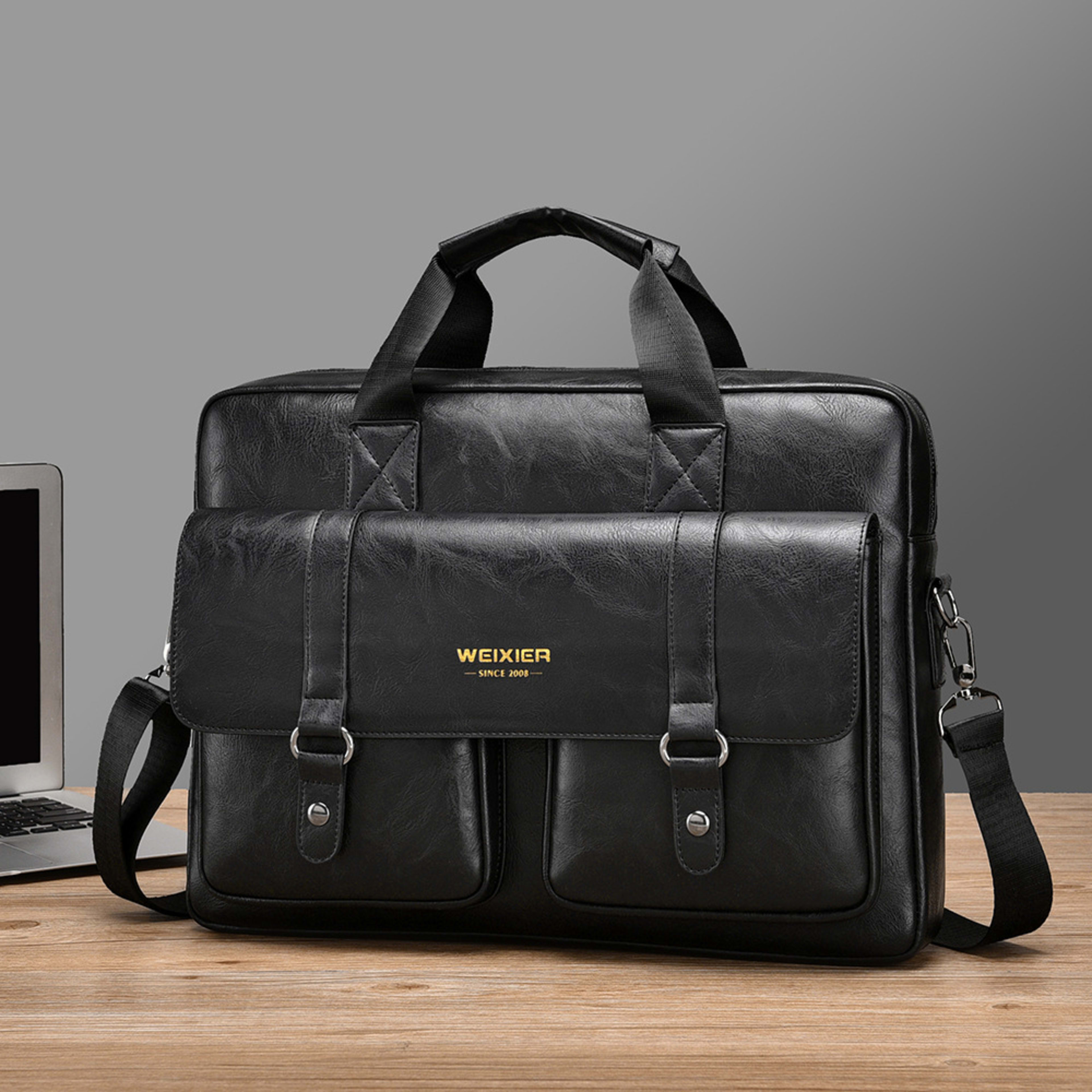 Mens Business Large-Capacity ShoulderCrossbody Simple Briefcase 3