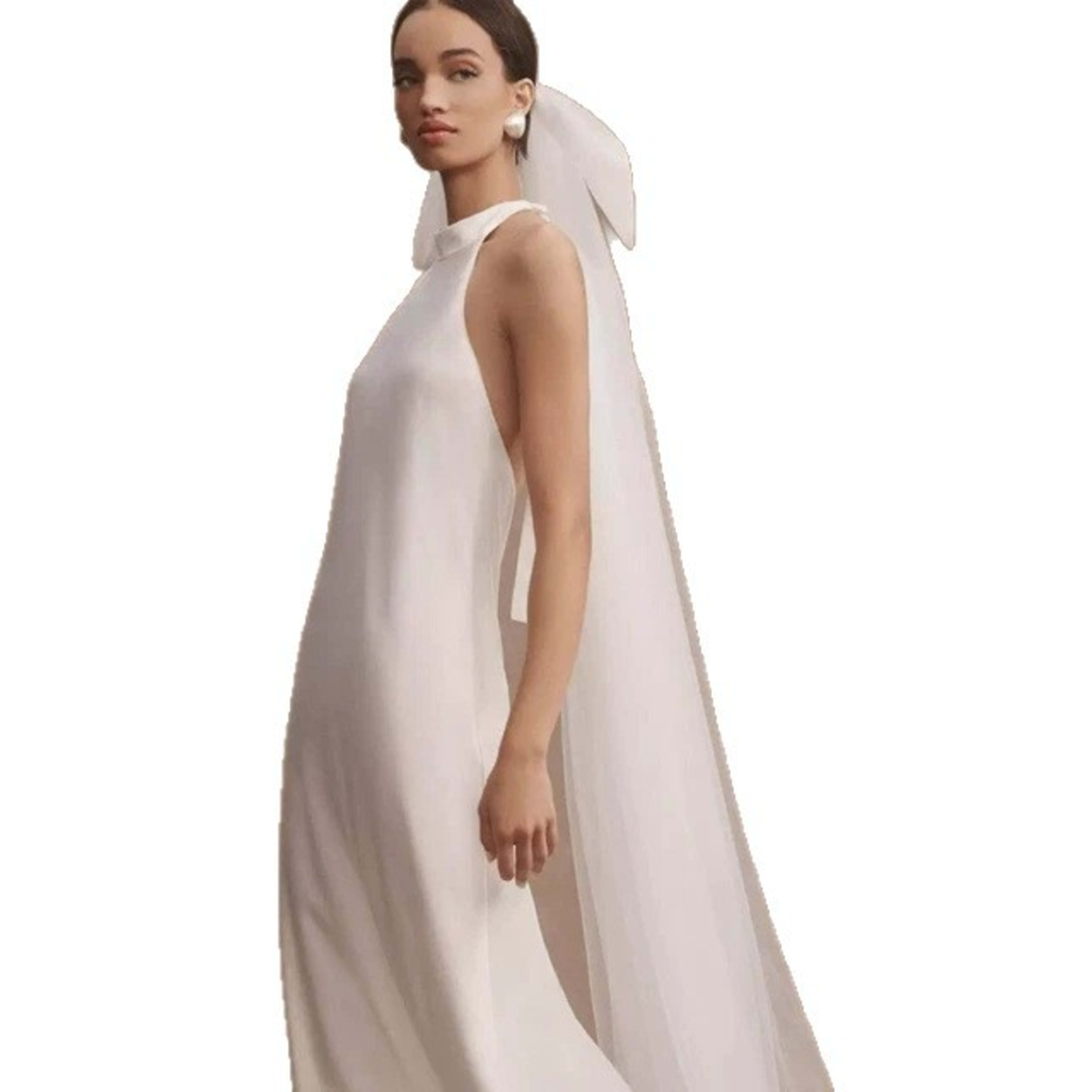 New Minimalist White Double-layer Tulle Bridal Veil With A Bow 3
