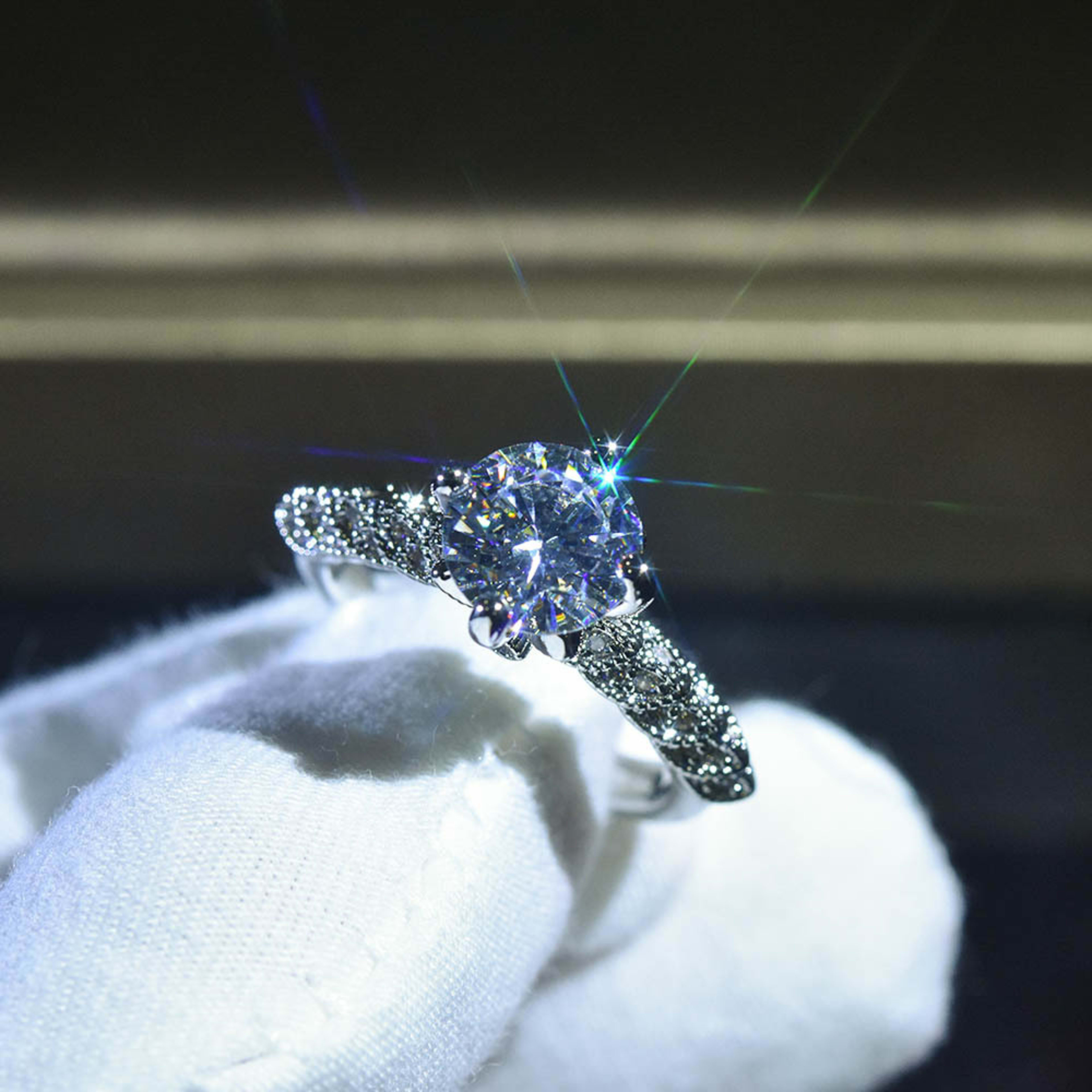 Platinum Plated Moissanite Goddess Of Fortune Ring 4