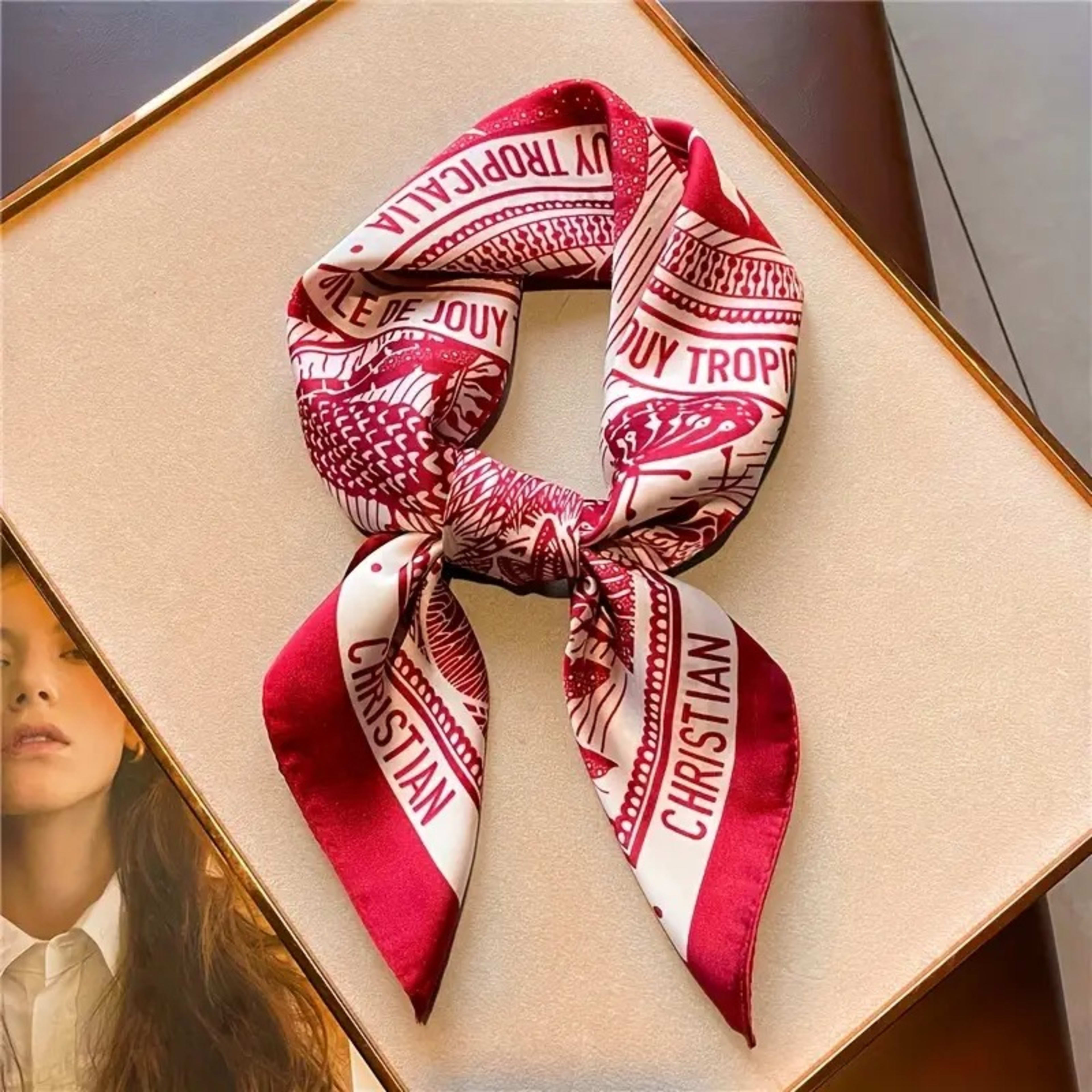 Small Scarf Vintage Printed Silk Scarf For Women 76