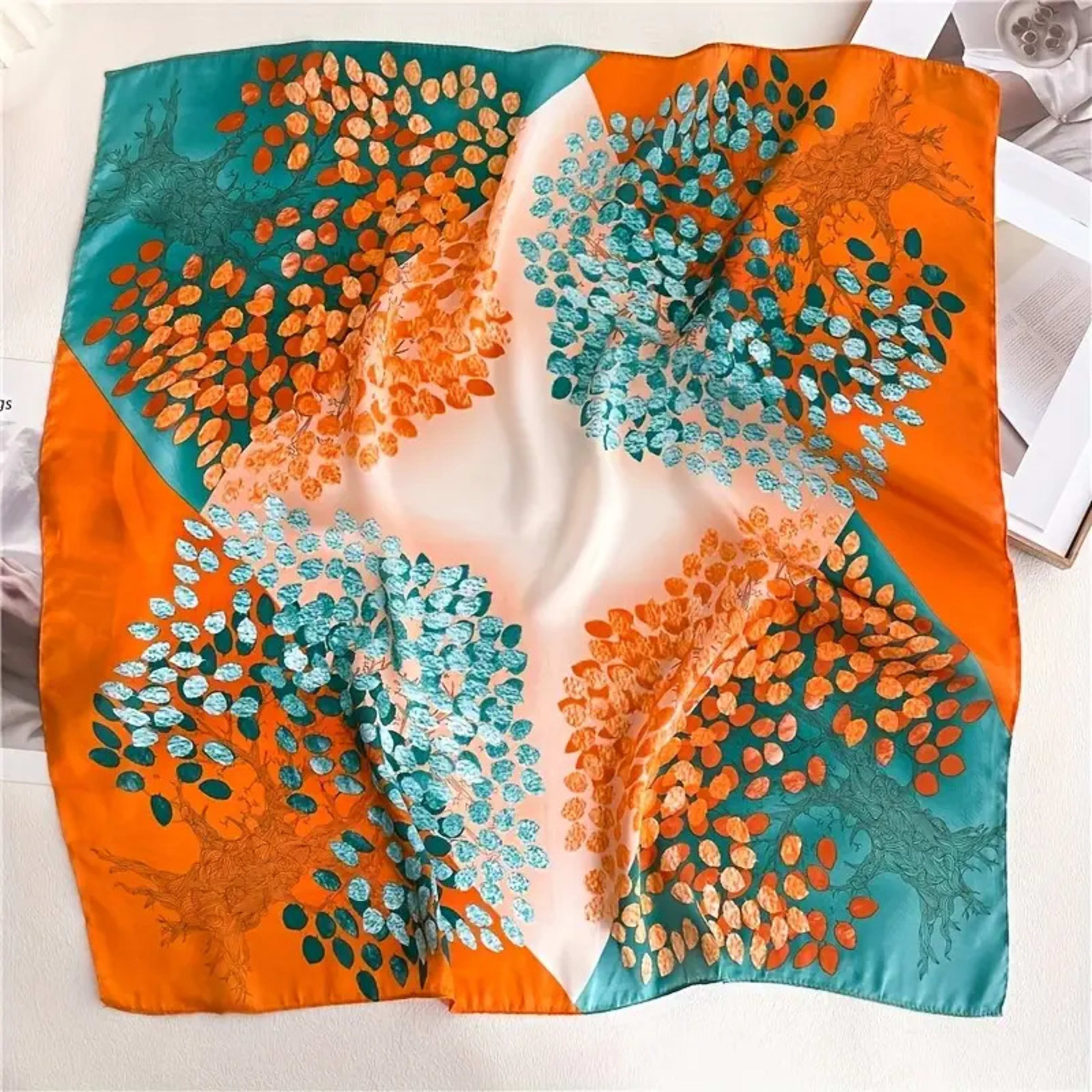 Small Scarf Vintage Printed Silk Scarf For Women 1