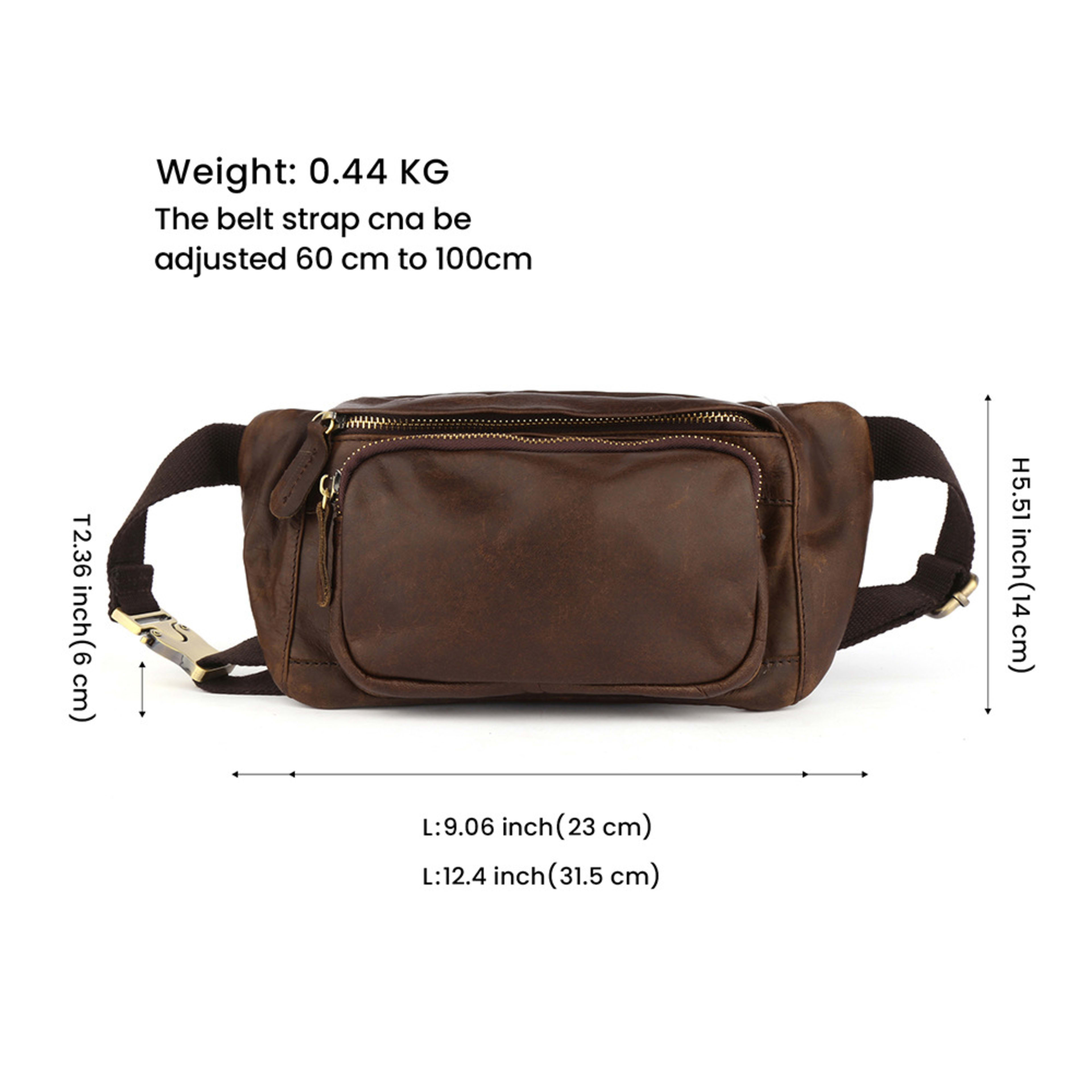 Simple Retro First-Layer Cowhide Mens Chest Bag 2