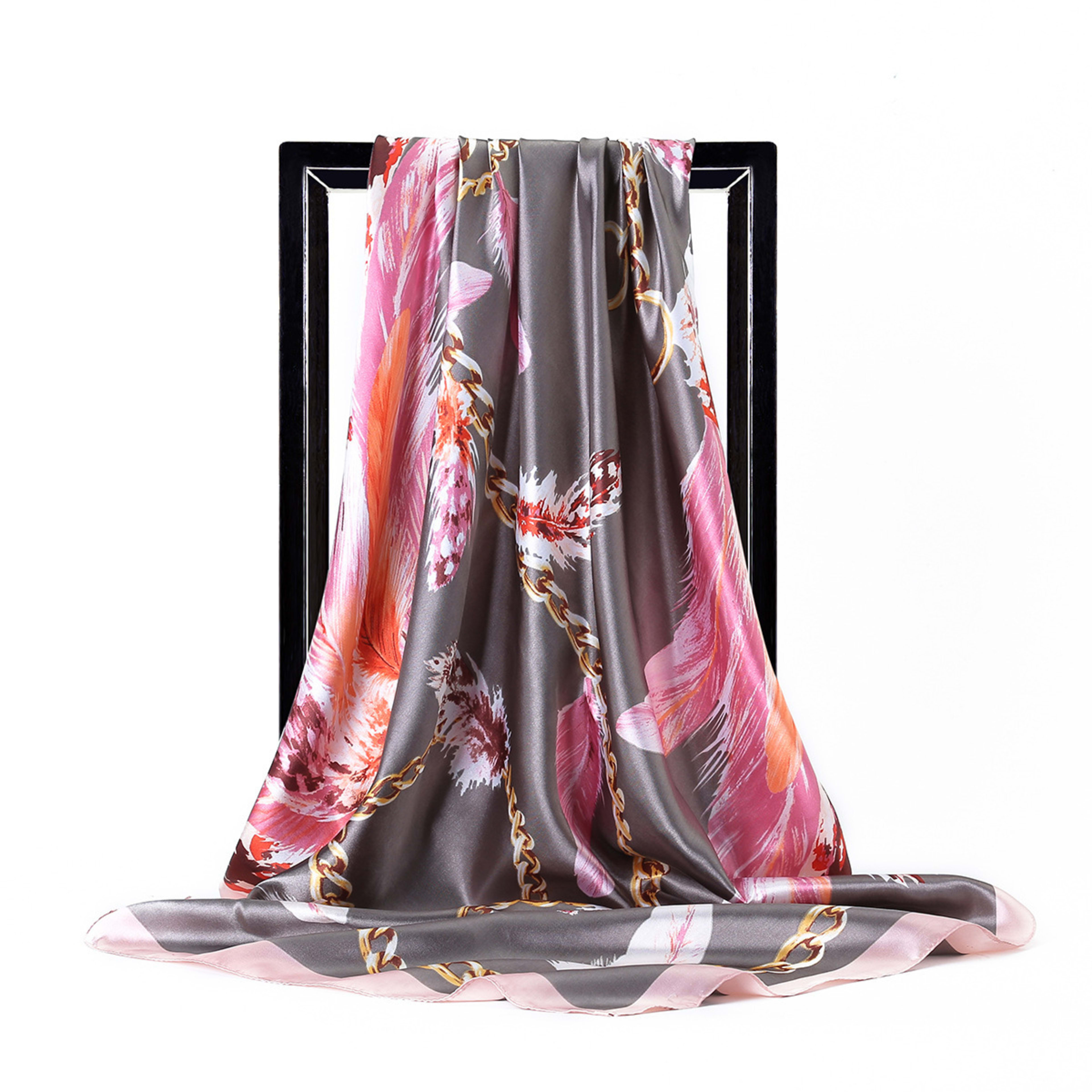 Retro Printed Silk Scarf Womens All-Match Shawl Headscarf 10
