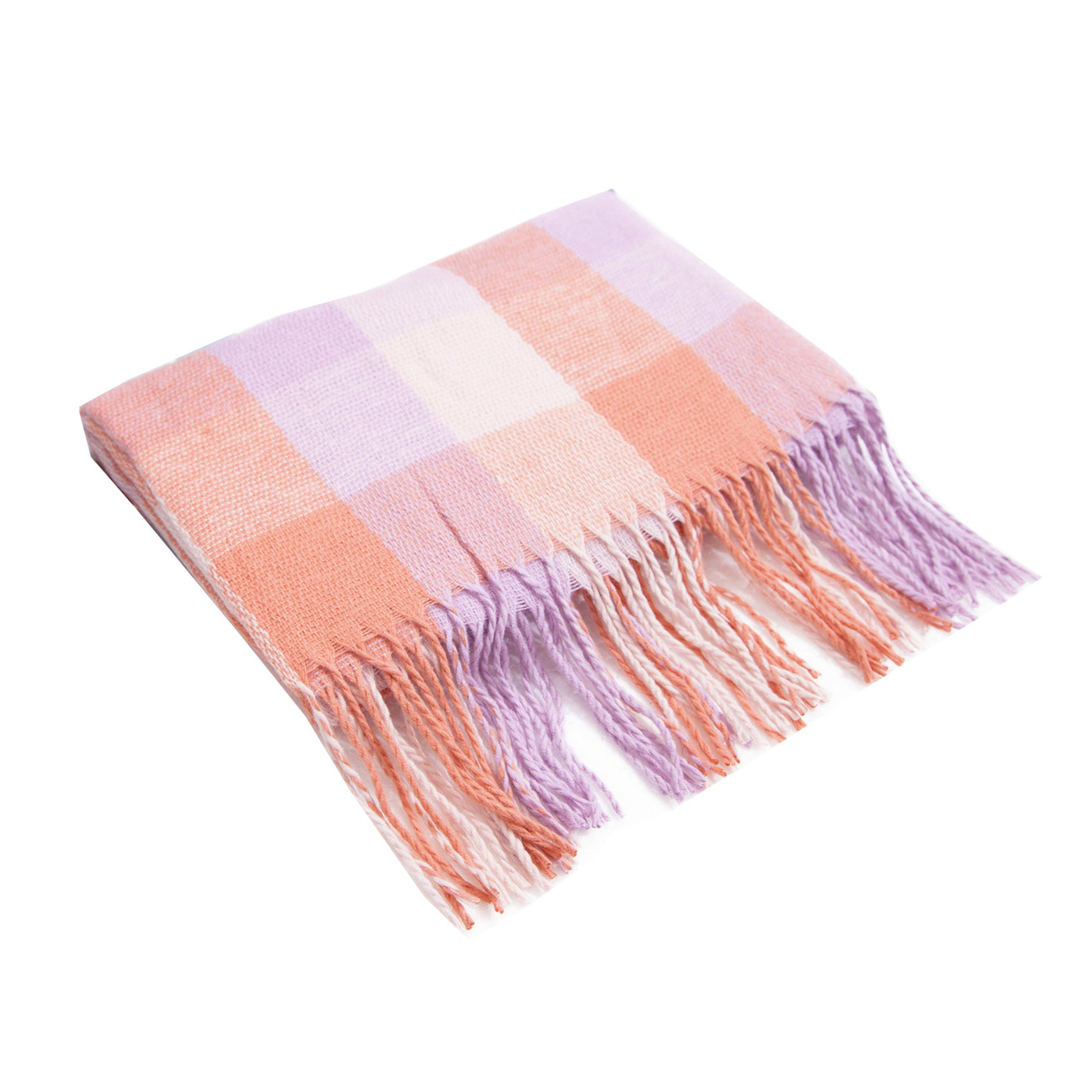 British-style Mens And Womens Couple Tassel Scarf With Large Plaid Pattern 35