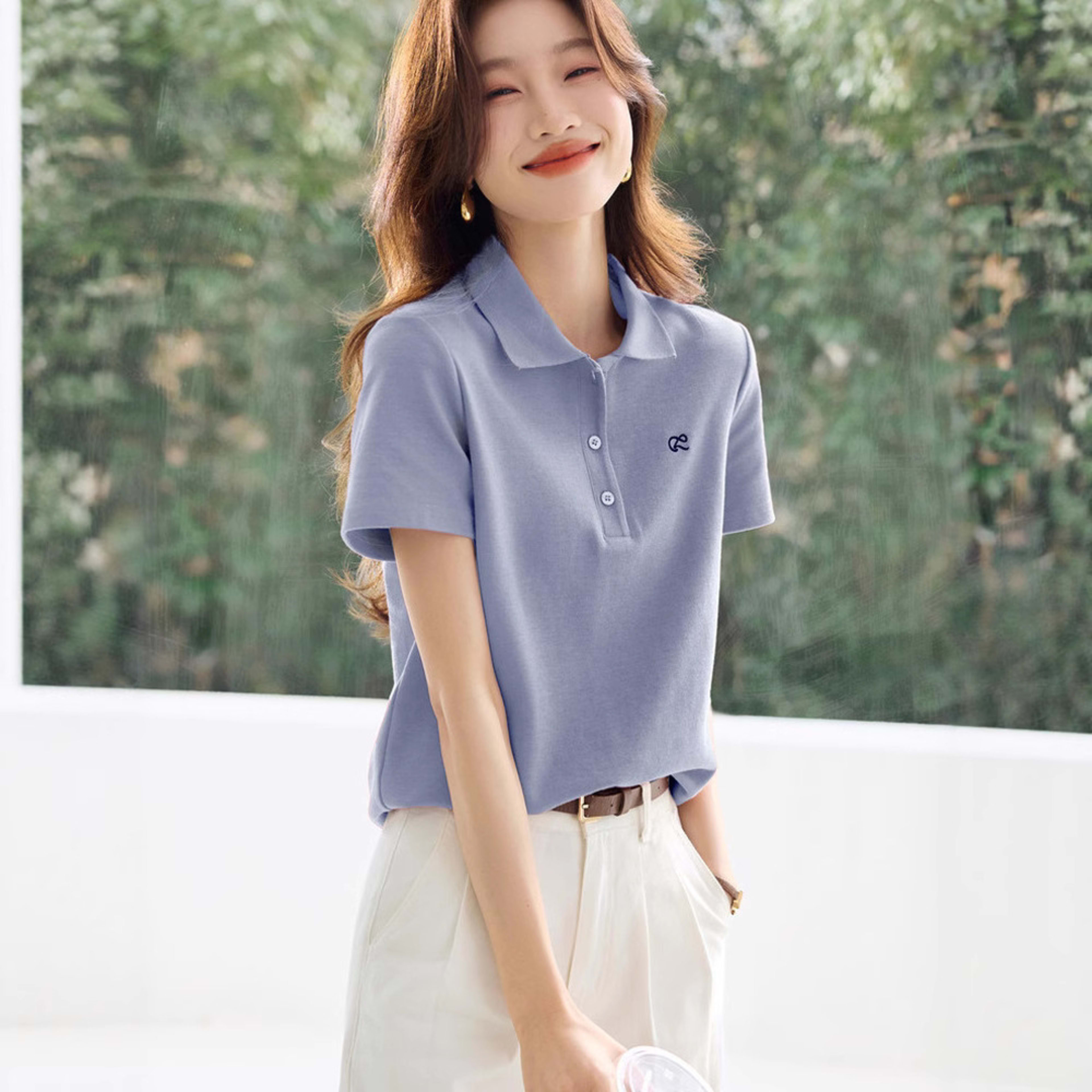 Turn-Down Collar Polo Shirt