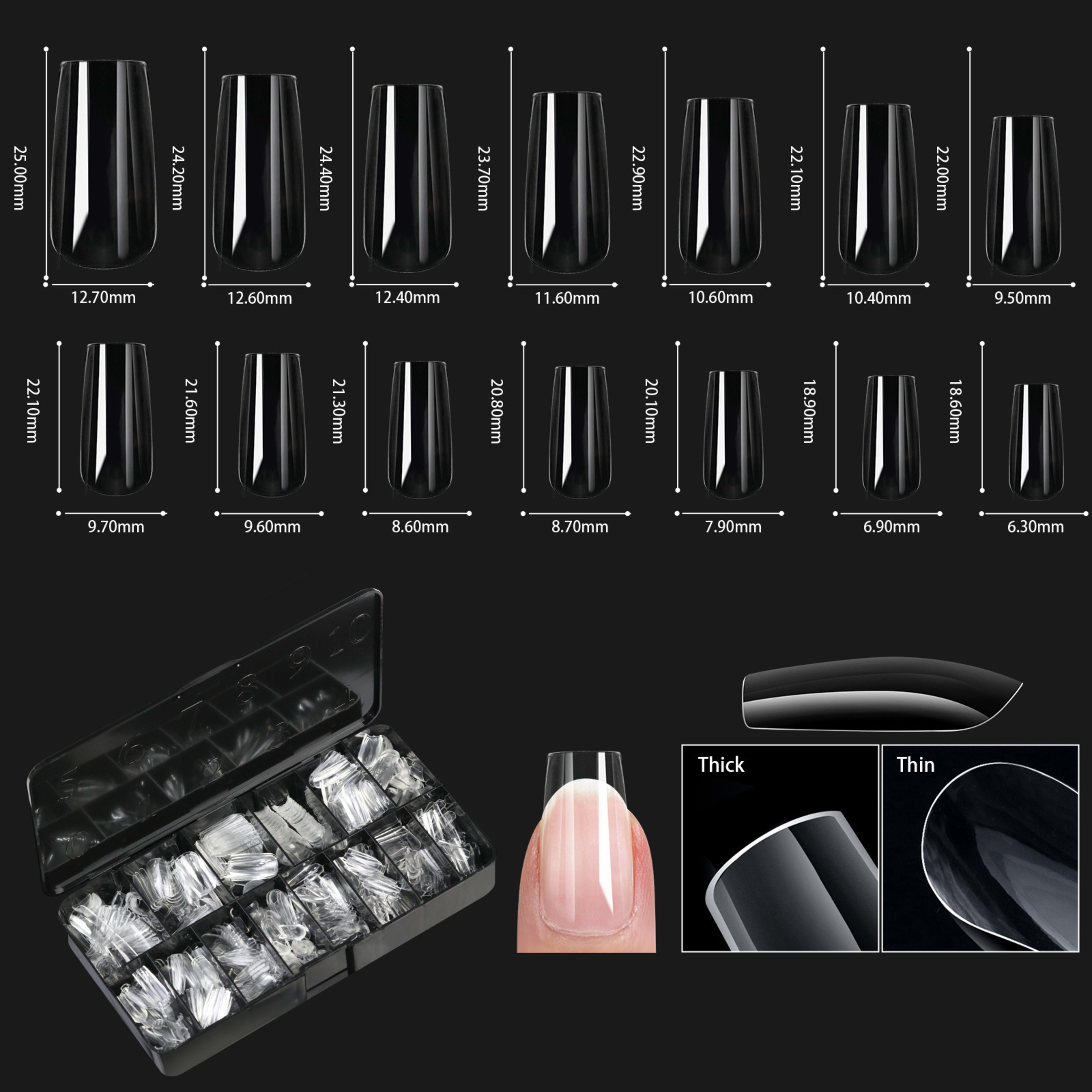 Nail Transparent Nail Tips Nail Shapes For Manicure Seamless False Nails Boxed Set 15