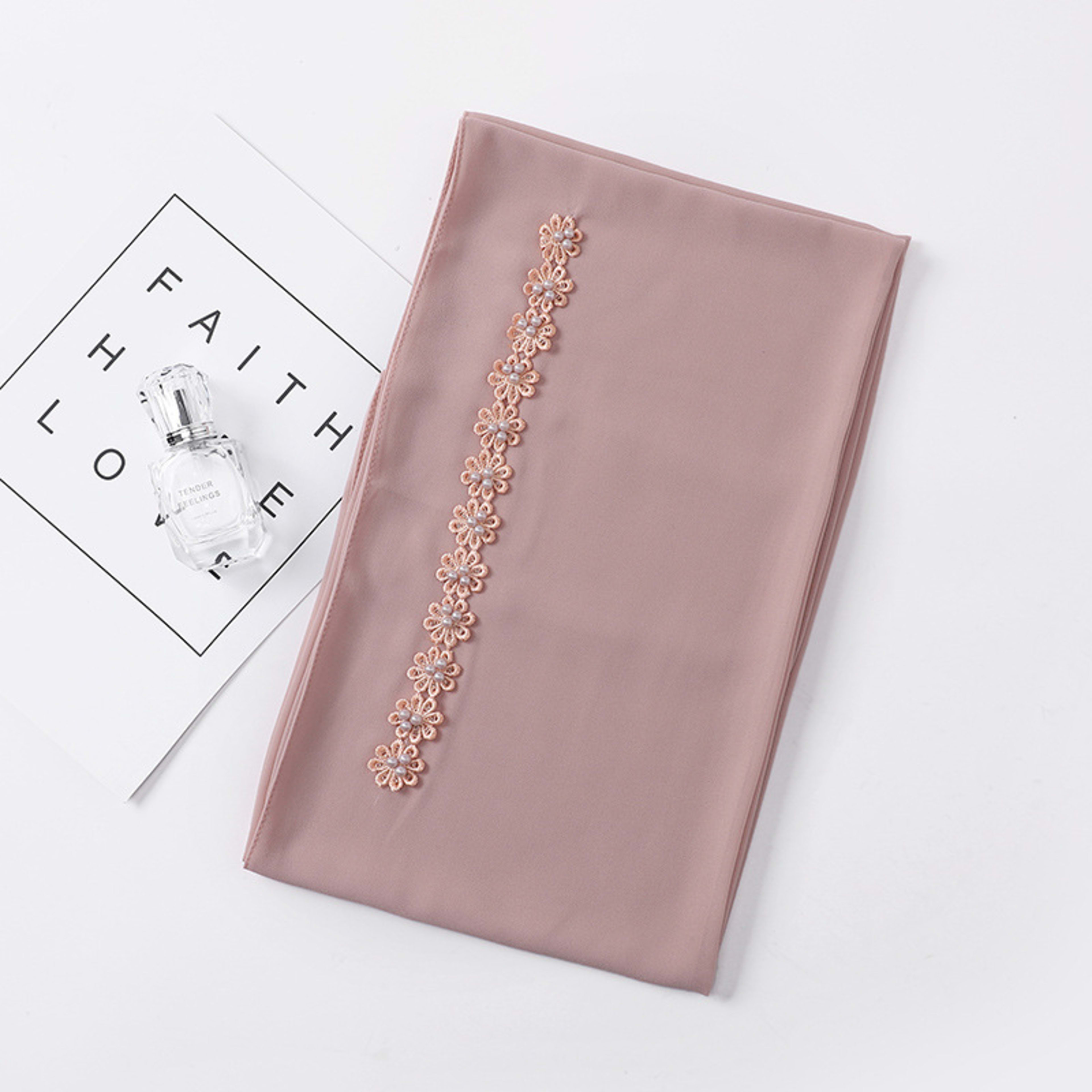 Pearl Chiffon Nail Pearl Decorative Headscarf 3