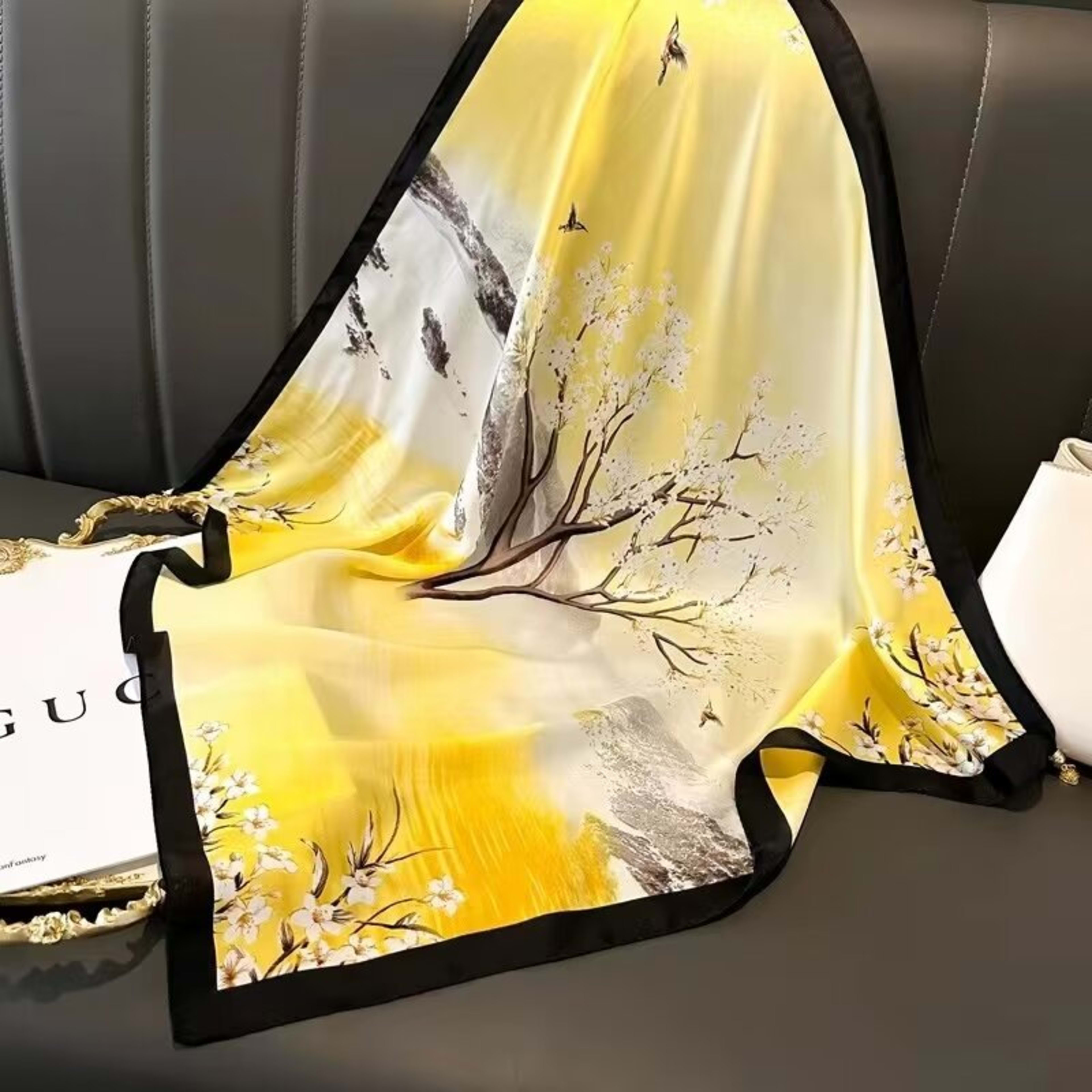 Small Scarf Vintage Printed Silk Scarf For Women 15