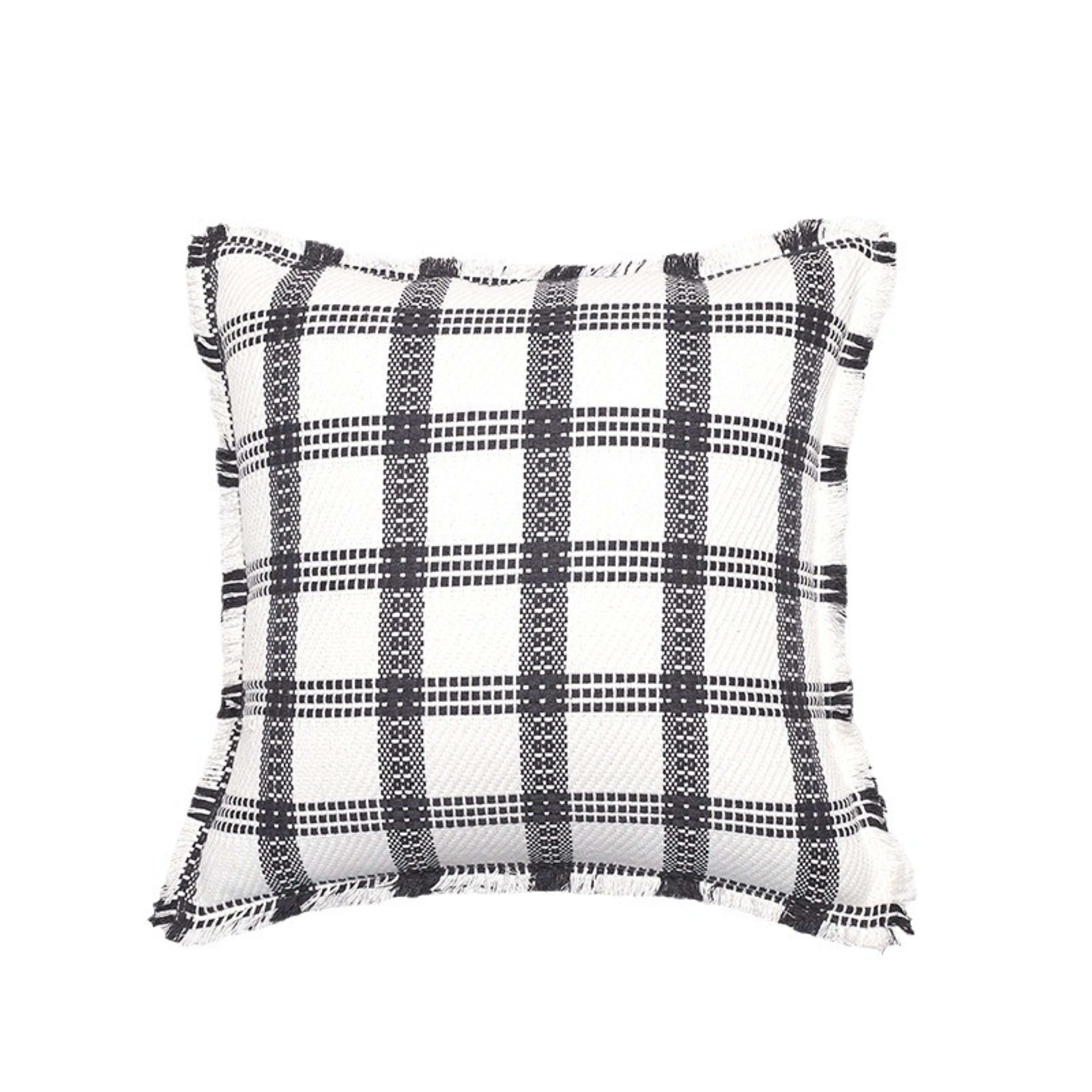 New Chanel-style Polyester-cotton Plaid Throw Pillow Cover With Tassel Trim