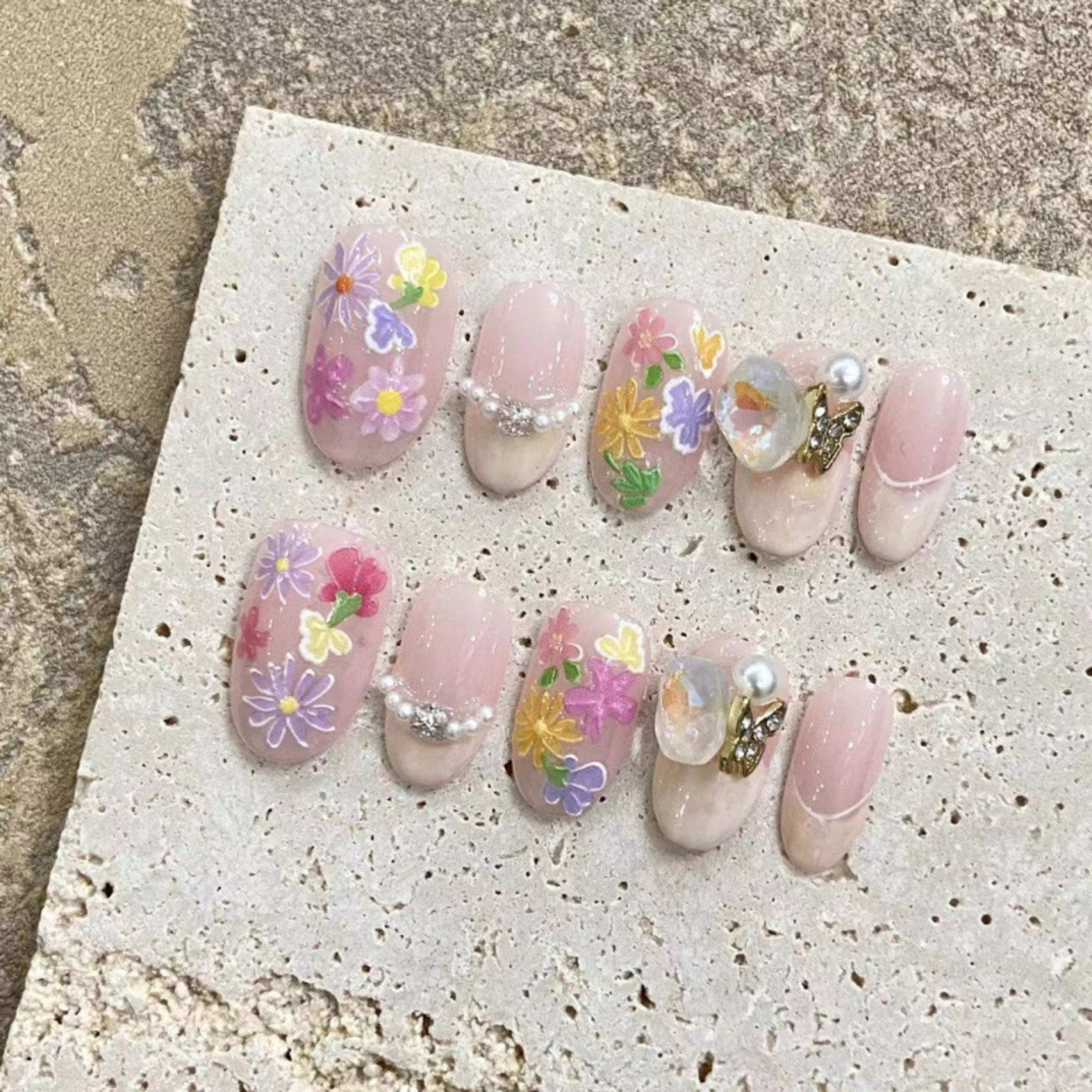 Nail Art Spring Little Flowers Summer Vibe Wearable Fake Nails 17