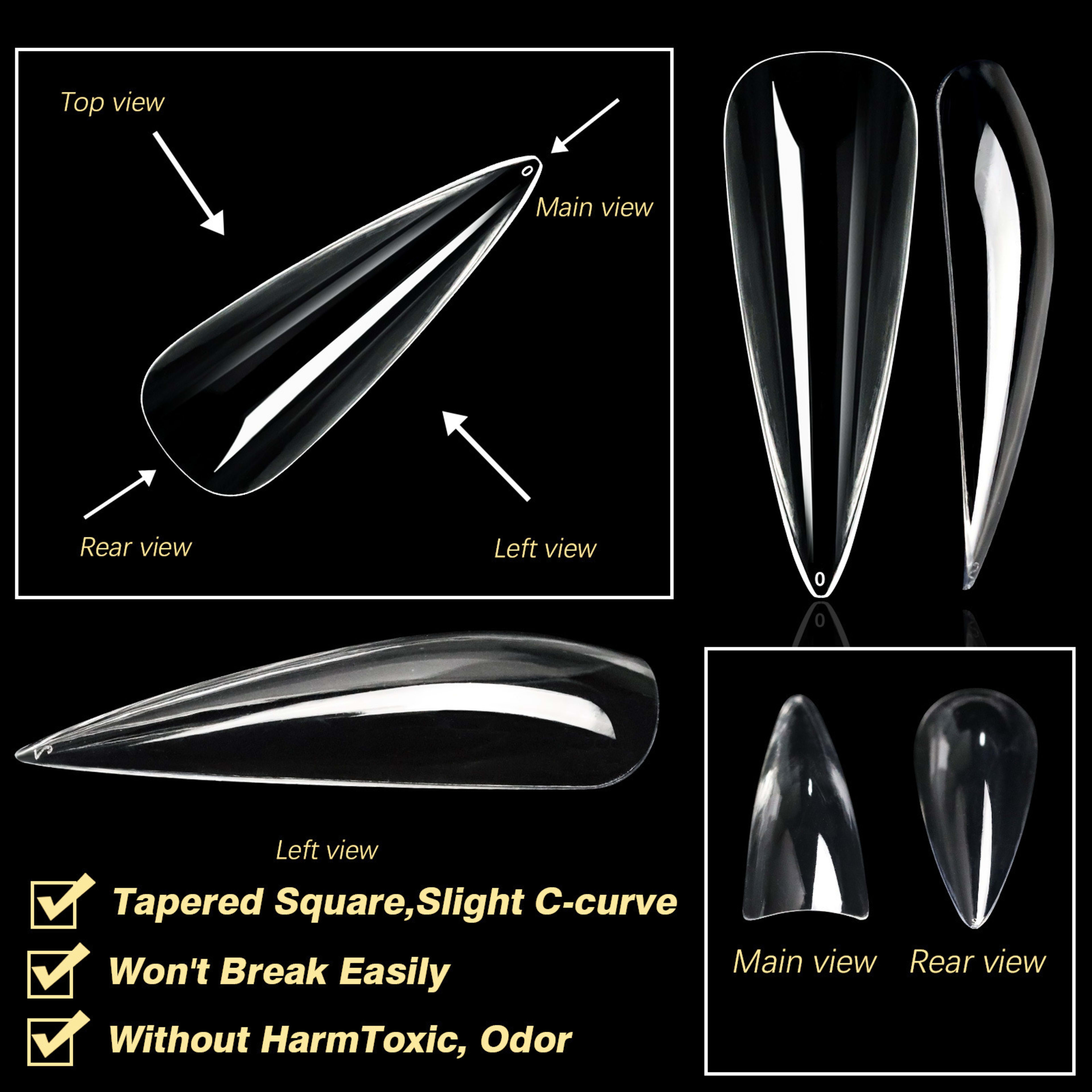 Nail Transparent Nail Tips Nail Shapes For Manicure Seamless False Nails Boxed Set 7