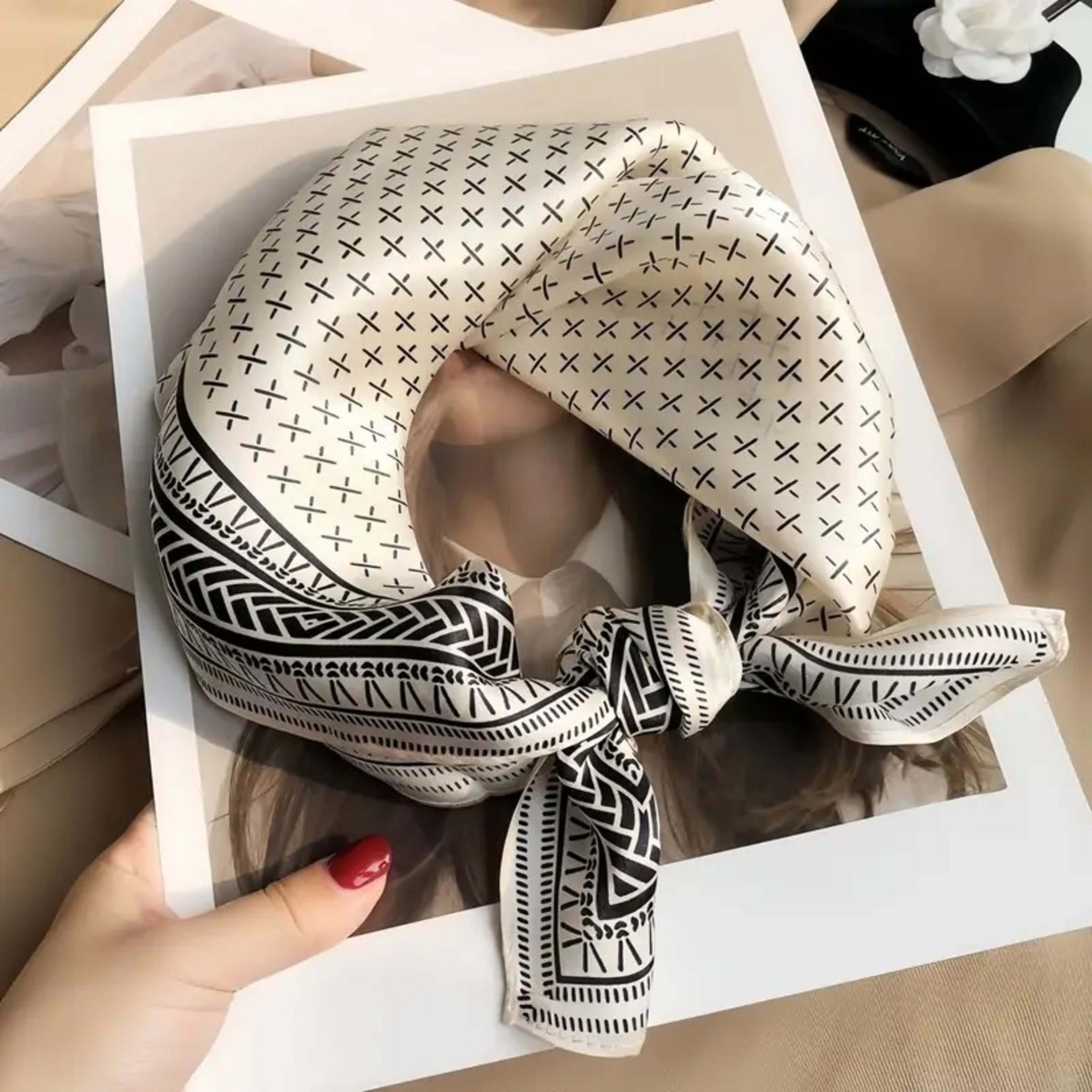 Small Scarf Vintage Printed Silk Scarf For Women 66