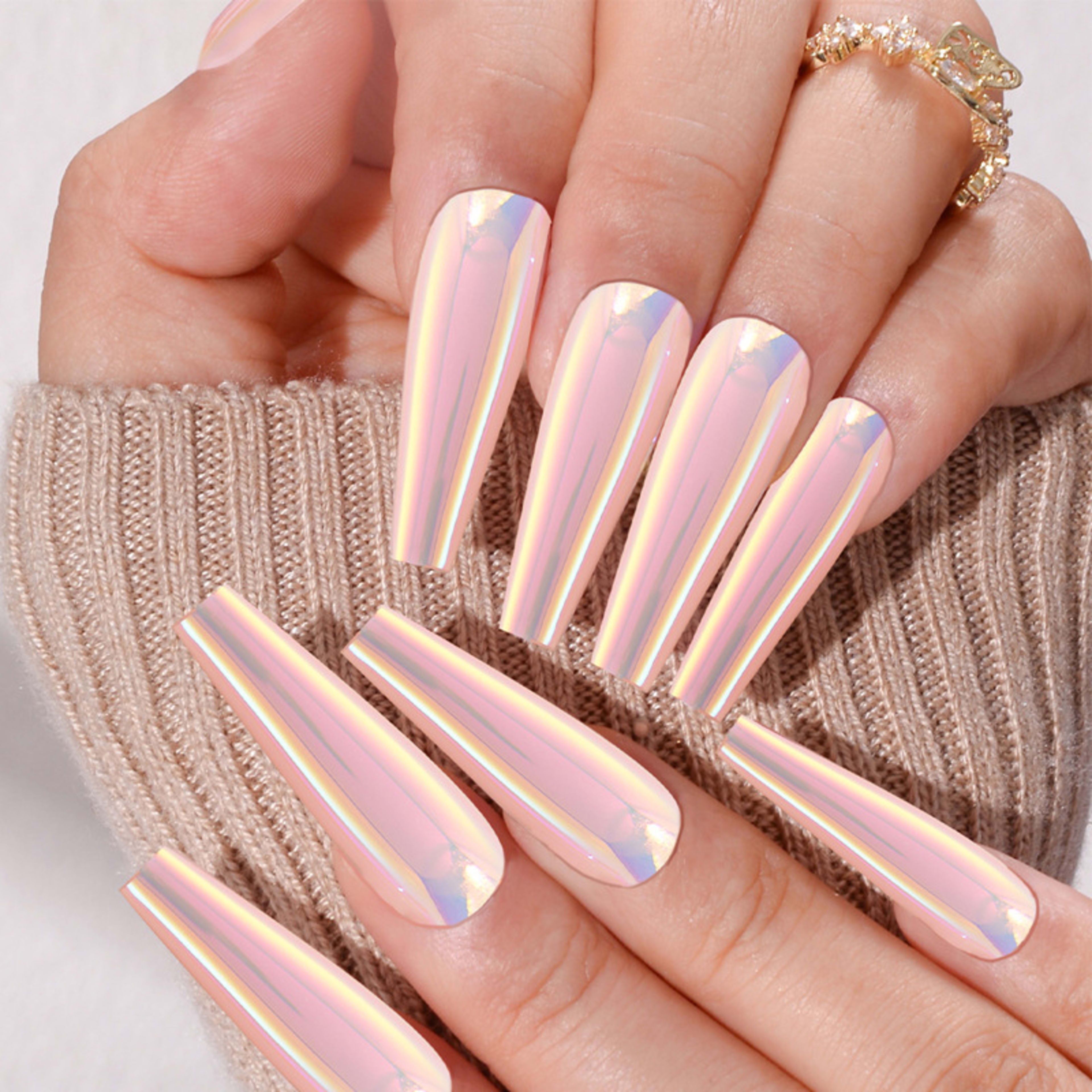 Nail Art Aurora Finished Long Stickers Laser Nail Tips