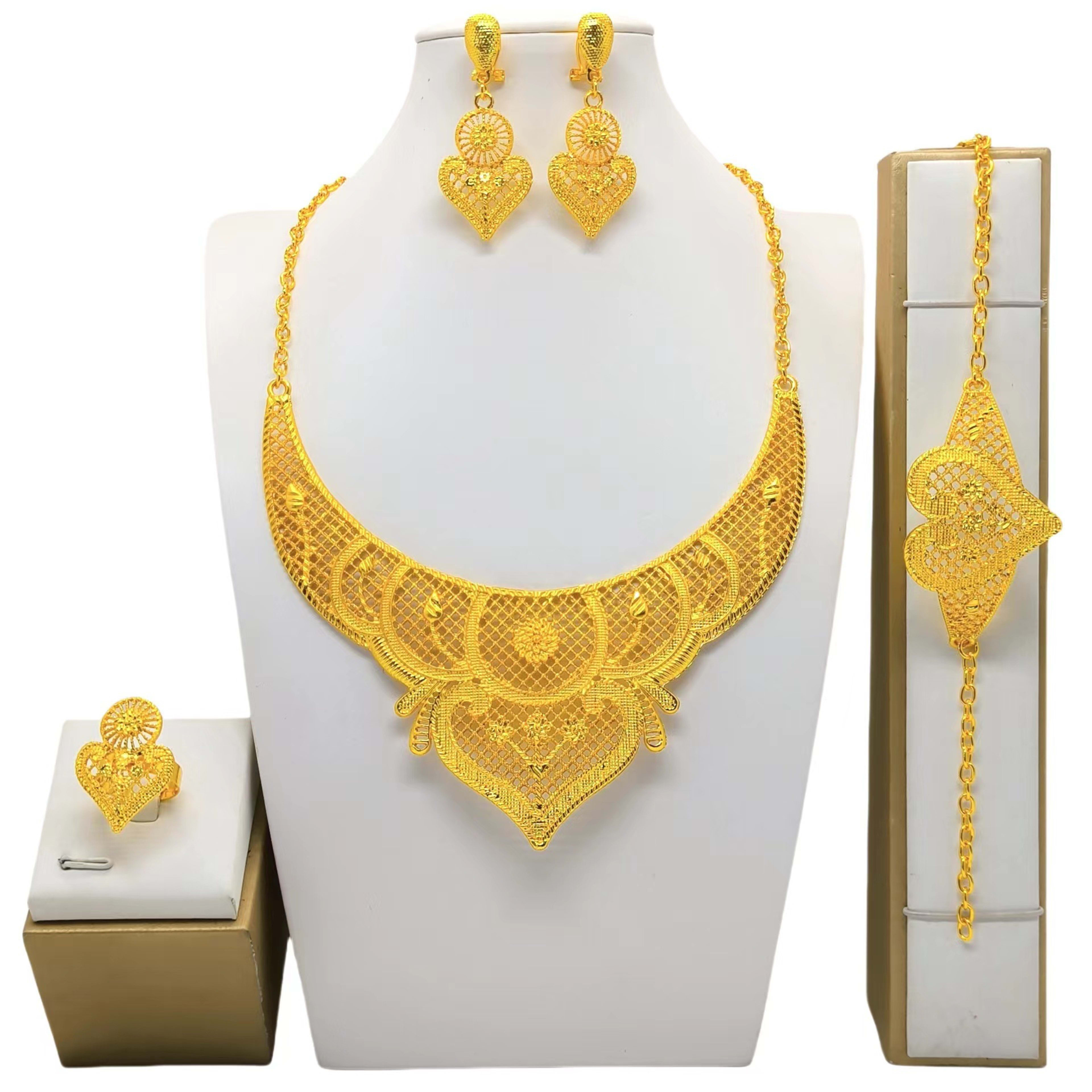 Bridal Wedding Necklace Earring Ring Bracelet Four-piece Set 4