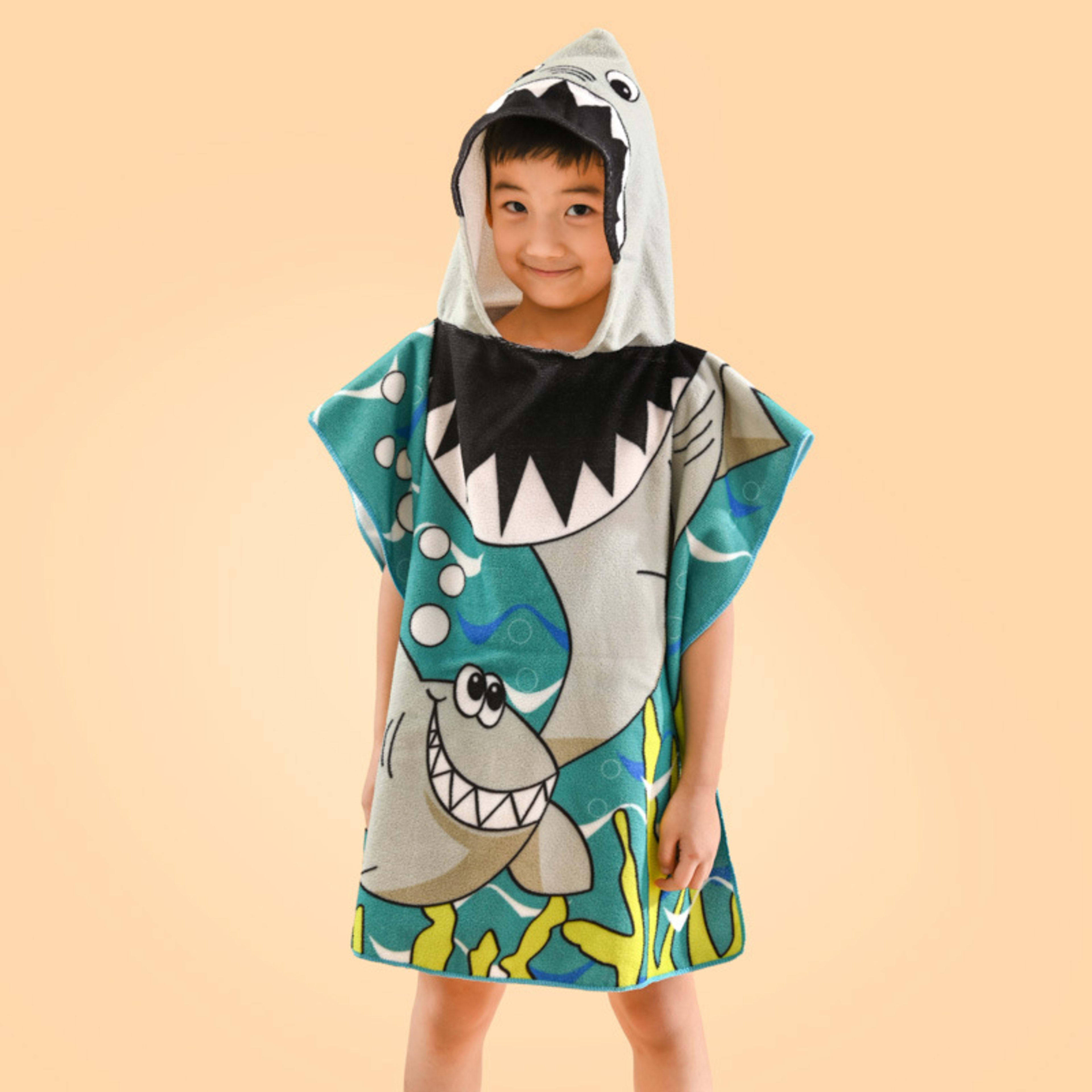 Children's Absorbent Beach Towel Dinosaur Bathrobe 9