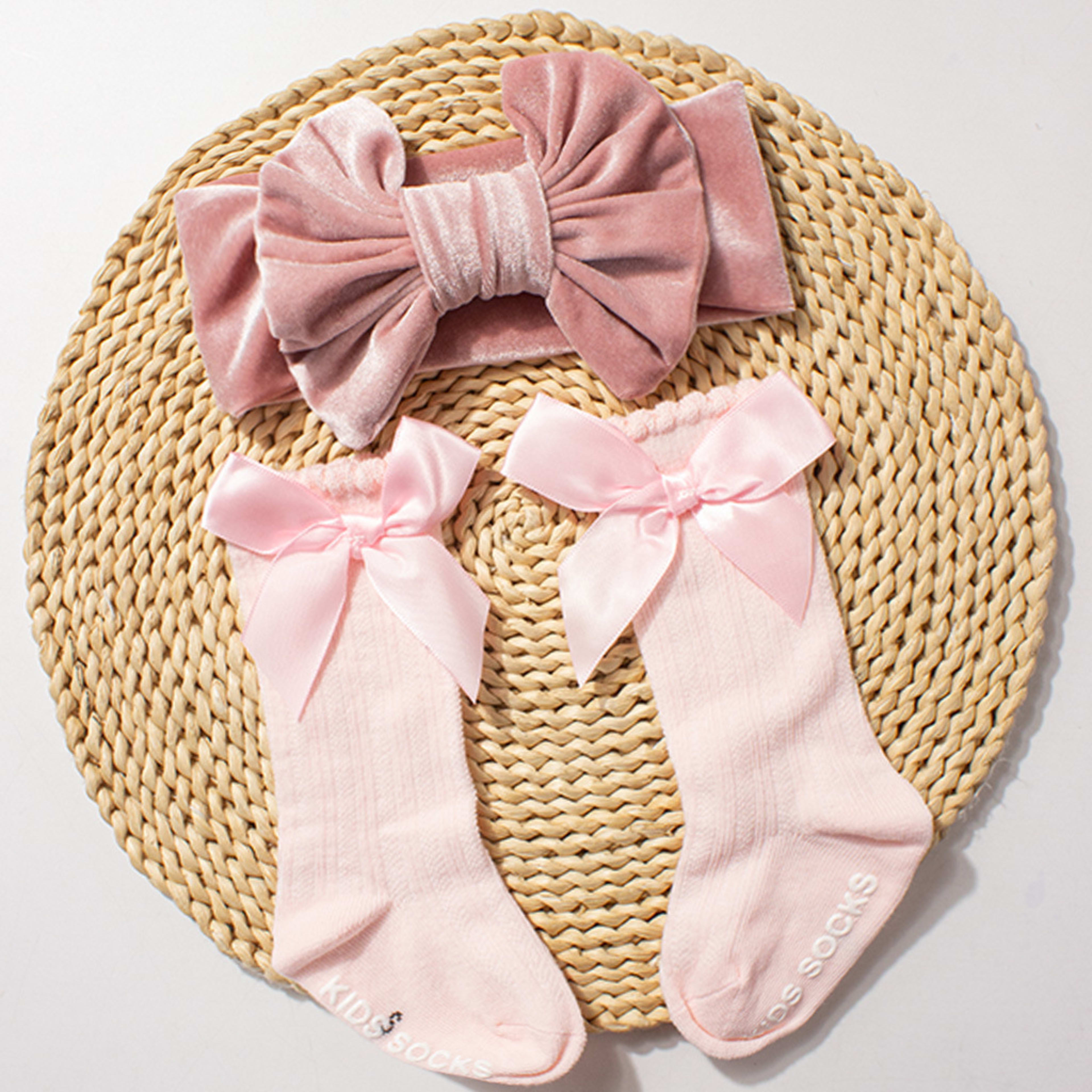 Velvet Baby Headband And Sock Set 4