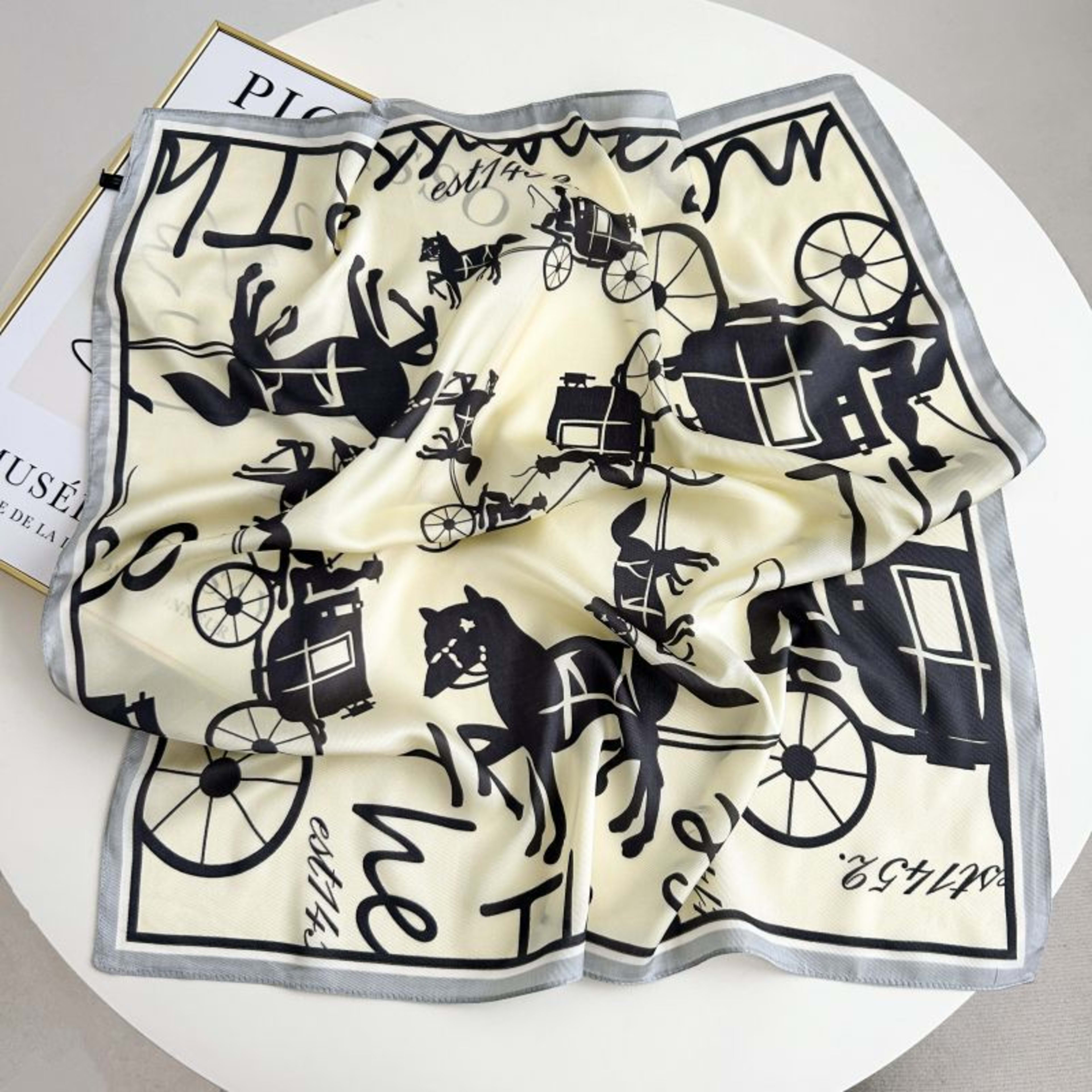 New High-end Twill Silk-look Square Scarf 52