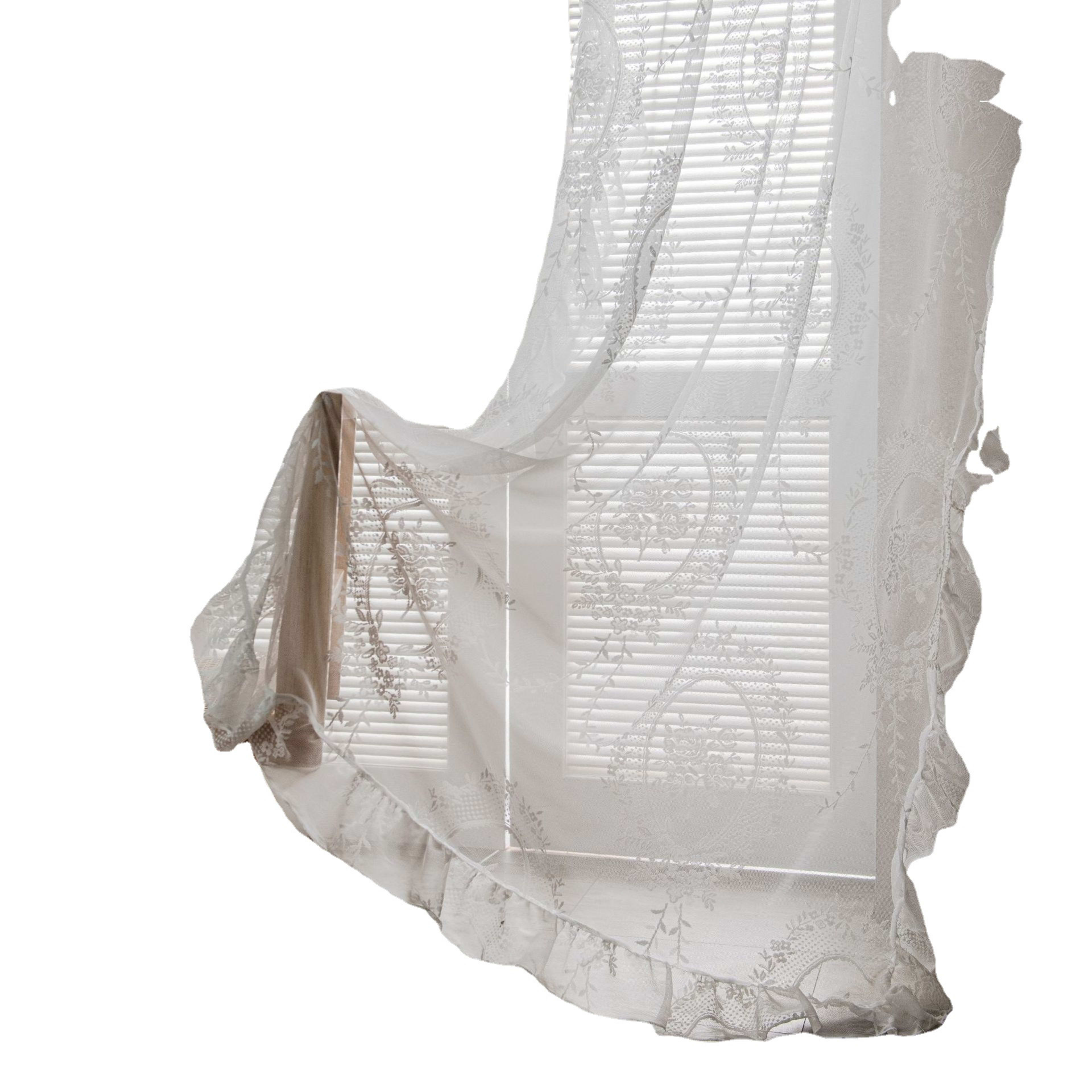 Lace-trimmed Balcony Bay Window With White Sand Partition And Wavy Pastoral Curtains 3