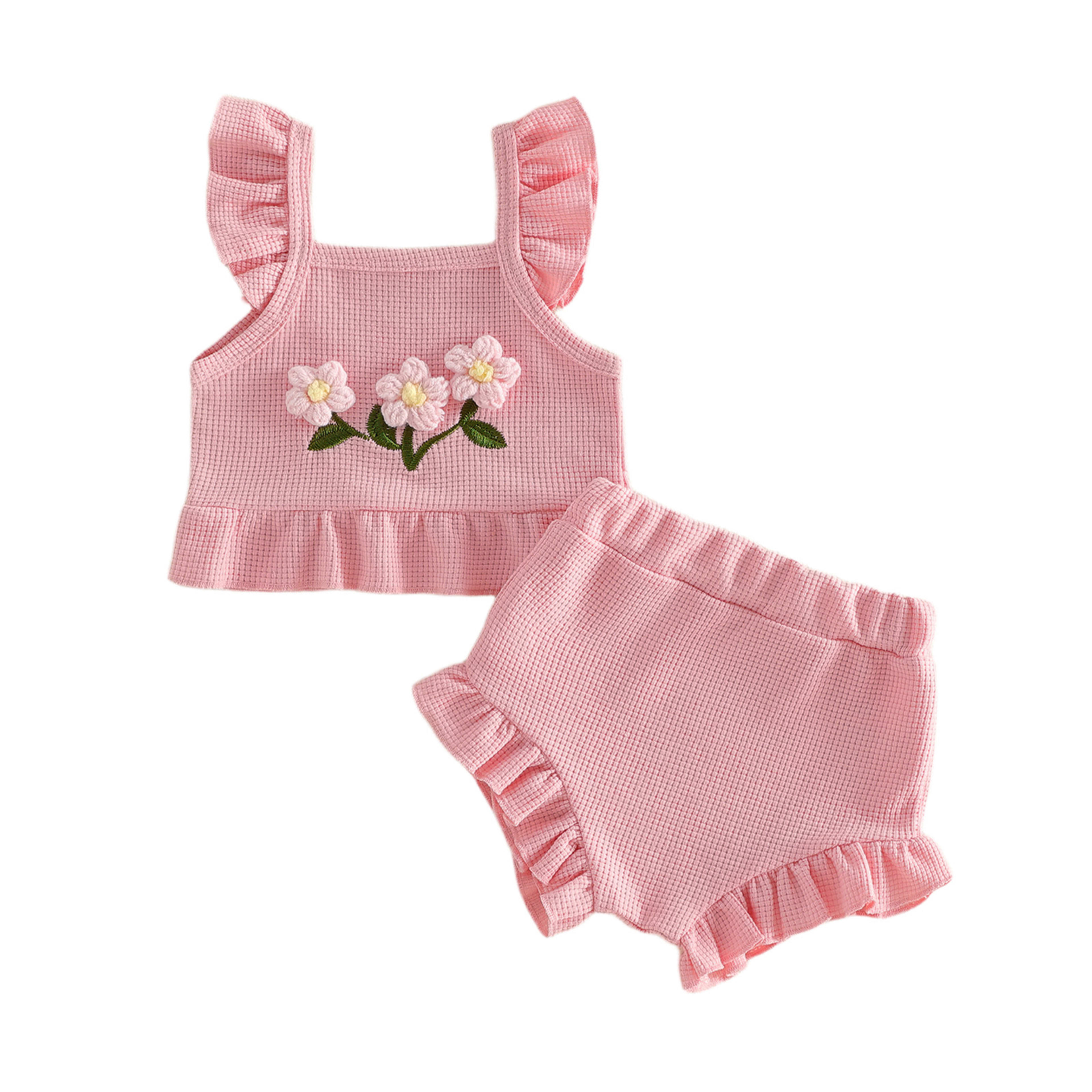 Three-dimensional Flower Top And Pants Set 7
